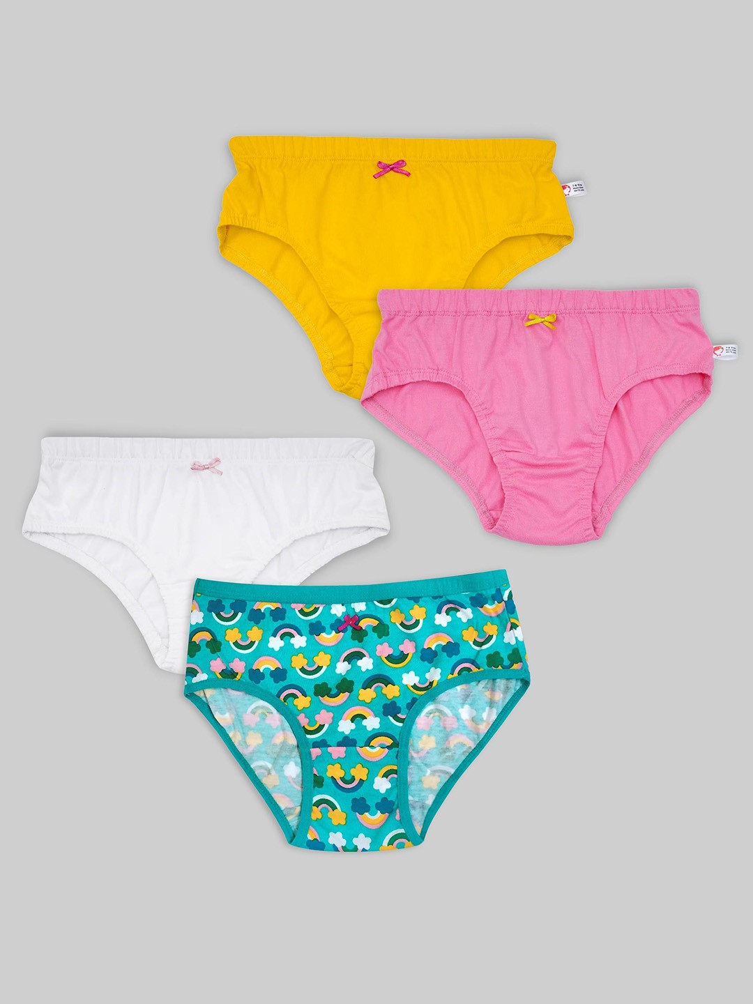 

DChica Girls Blue & Grey Melange Set of 3 Cotton Briefs, White