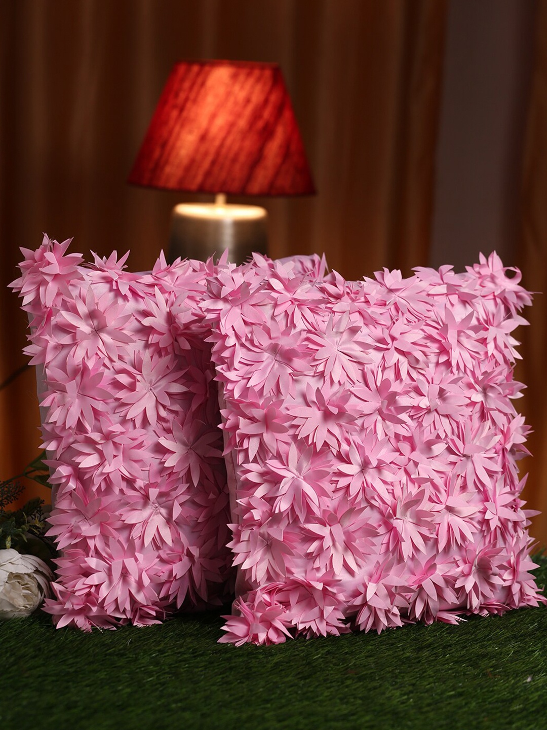 

HOSTA HOMES Pink Set of 2 Floral Square Cushion Covers