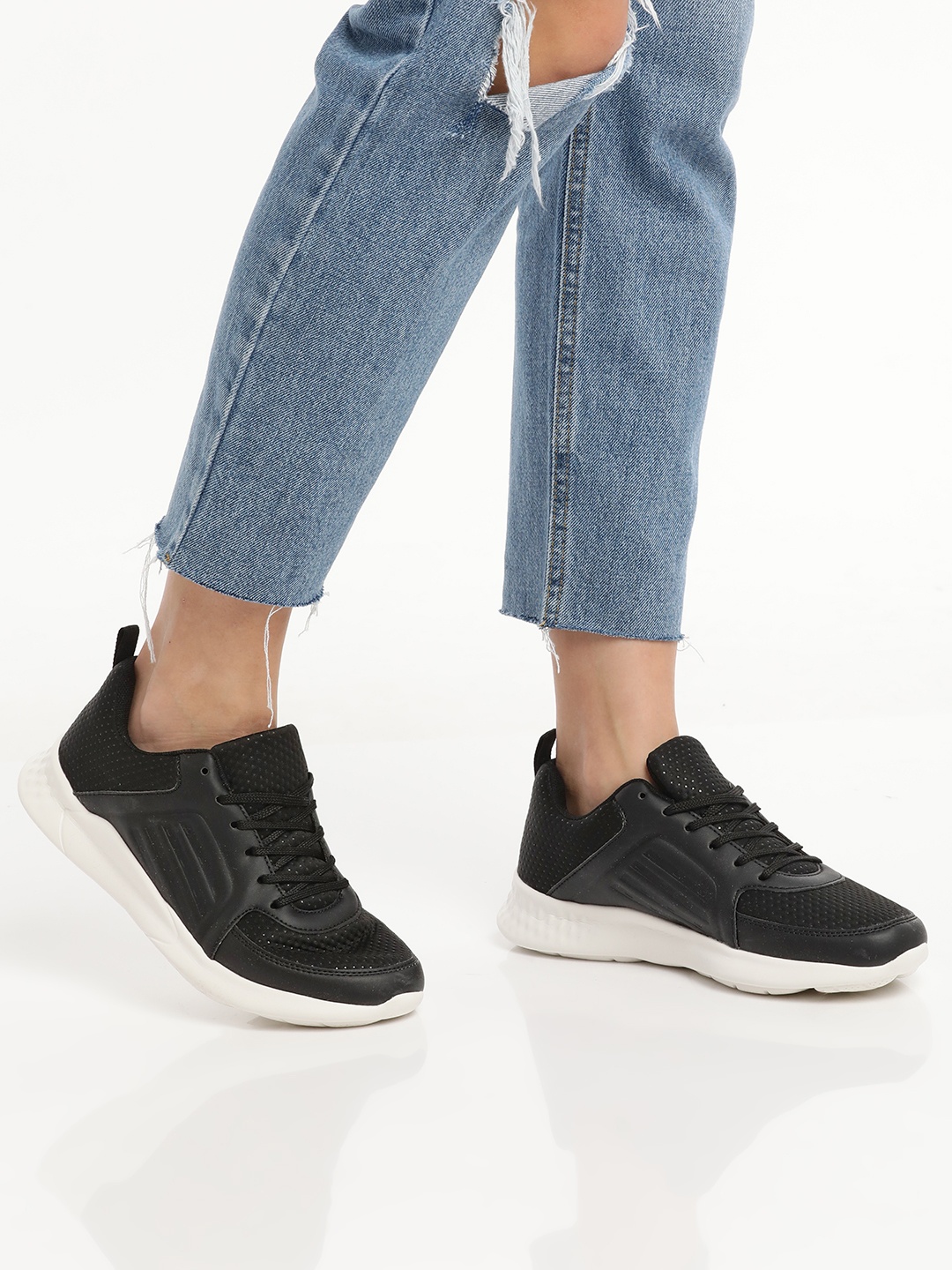 

Mast & Harbour Women Black Perforated Sneakers
