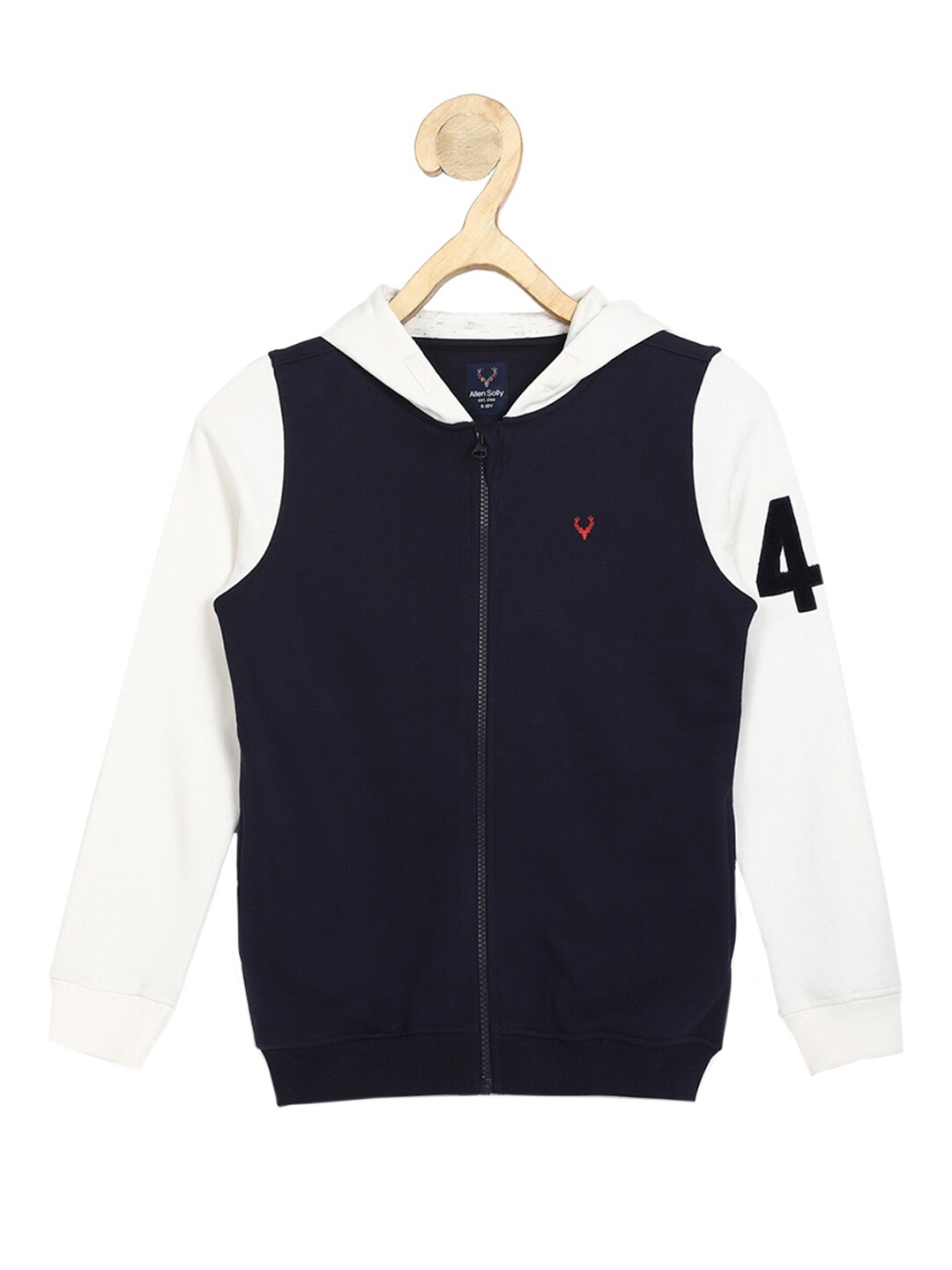 

Allen Solly Junior Boys Navy Blue & White Colourblocked Cotton Sweatshirt