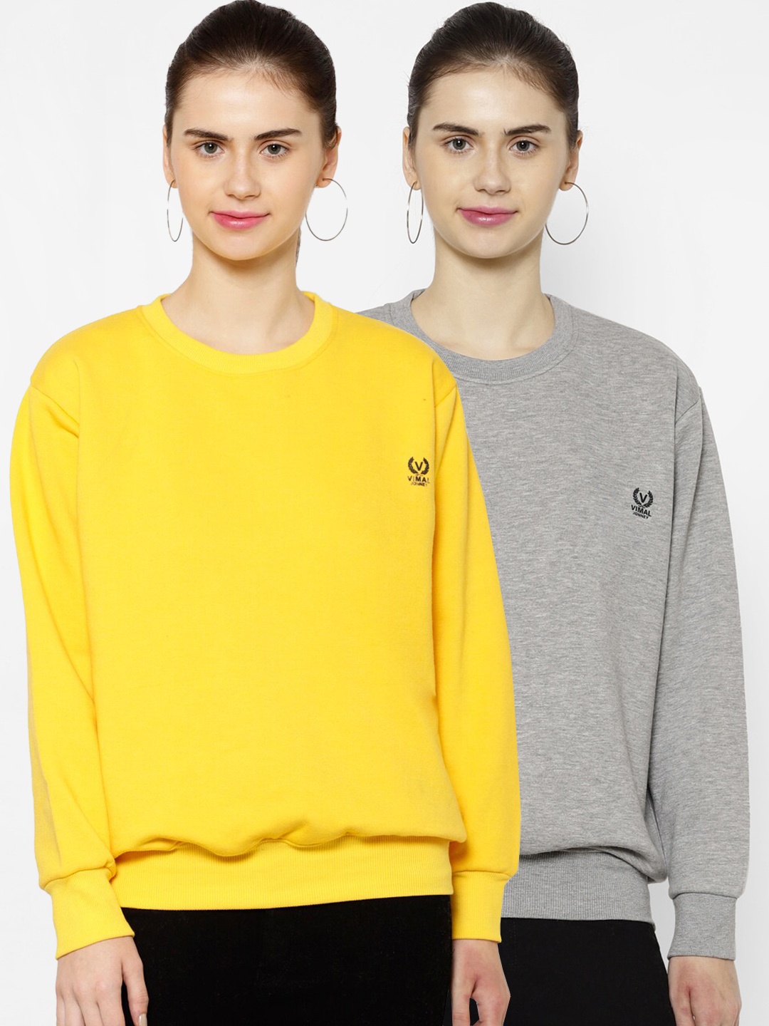 

VIMAL JONNEY Women Pack Of 2 Sweatshirts, Yellow