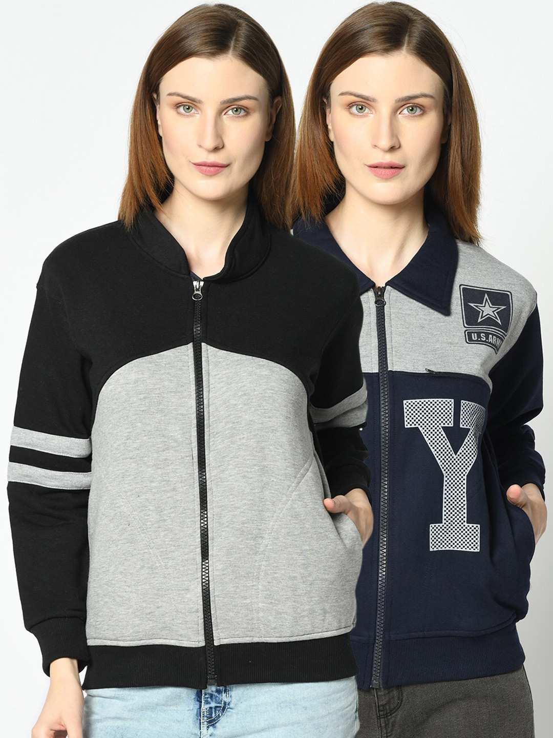 

VIMAL JONNEY Women Pack Of 2 Sweatshirts, Grey
