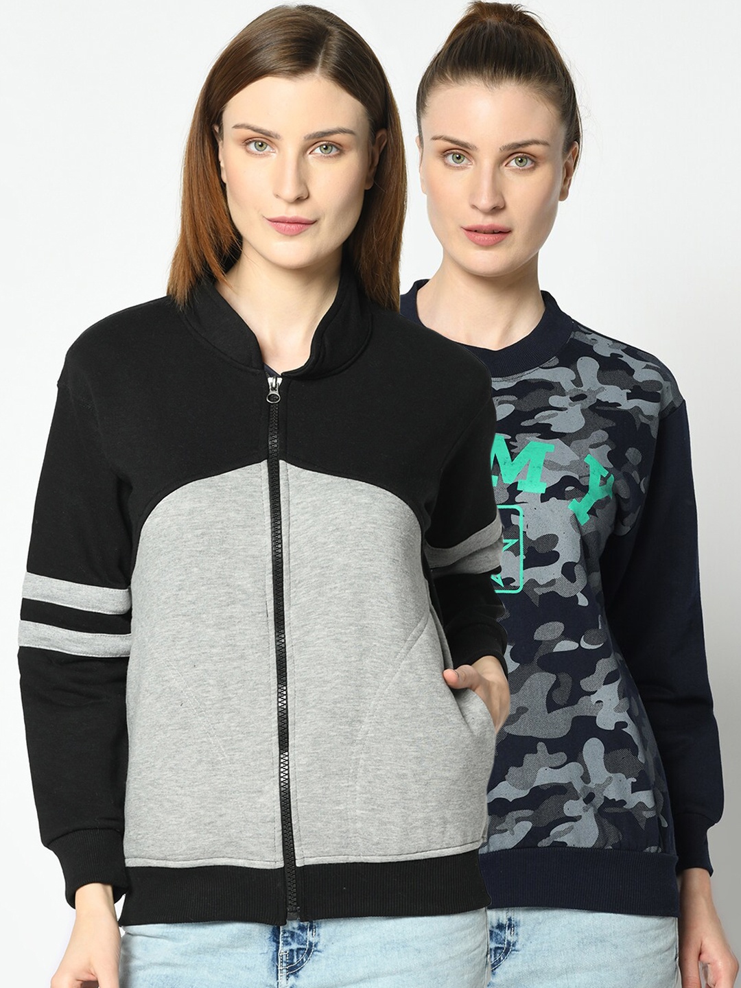 

VIMAL JONNEY Women Pack Of 2 Sweatshirts, Navy blue
