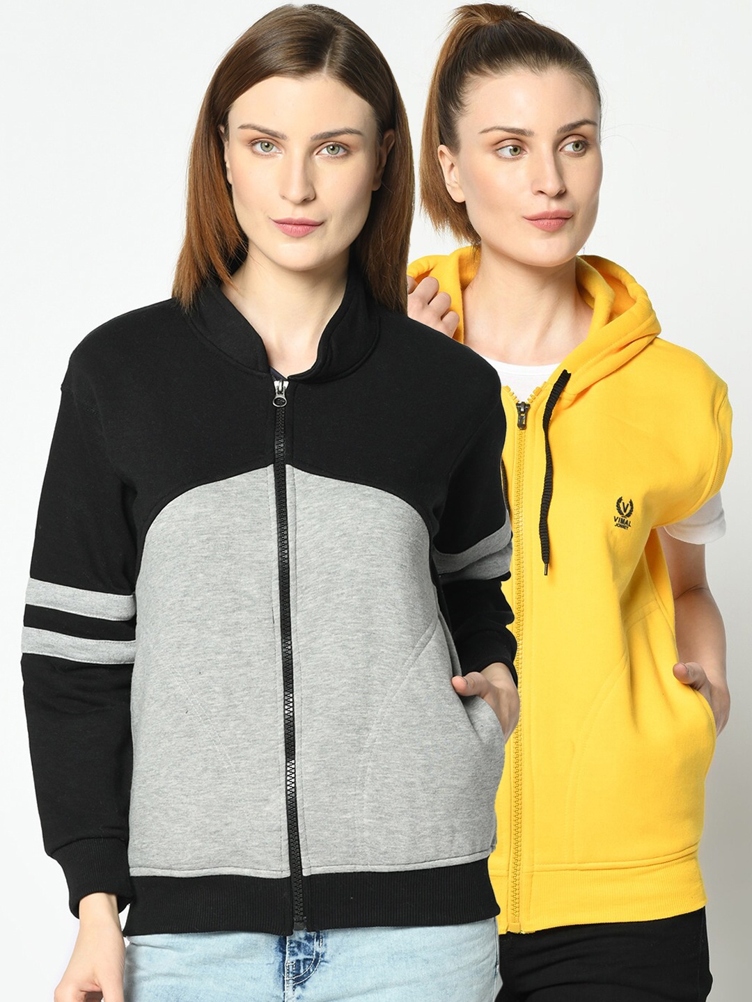 

VIMAL JONNEY Women Pack Of 2 Sweatshirts, Yellow