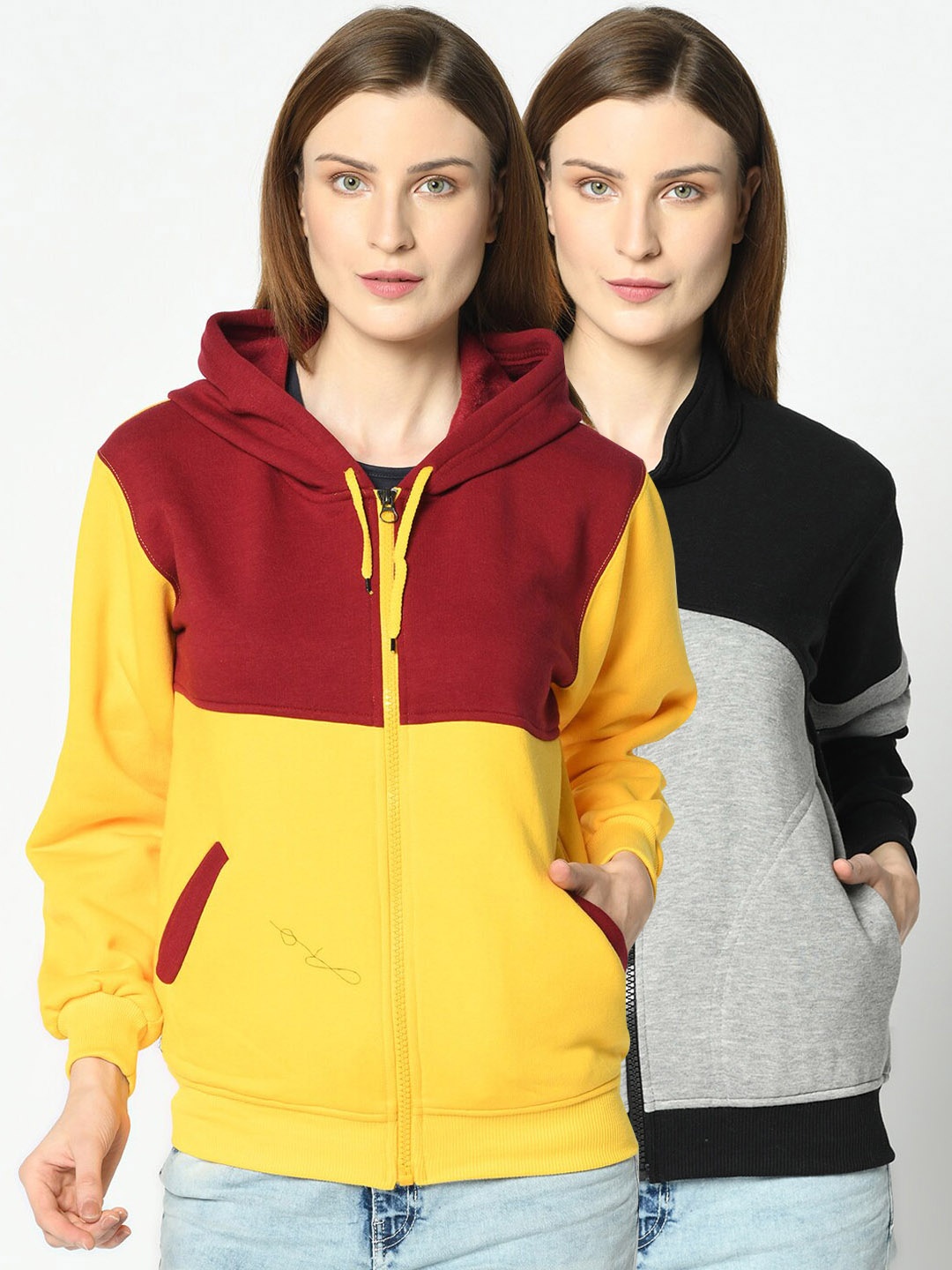 

VIMAL JONNEY Women Pack Of 2 Sweatshirts, Yellow