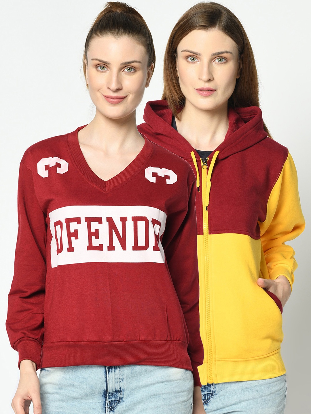 

VIMAL JONNEY Women Pack Of 2 Sweatshirts, Maroon