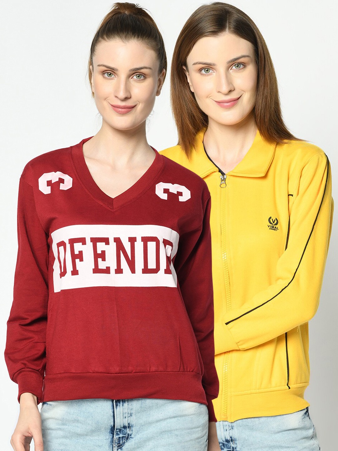 

VIMAL JONNEY Women Pack Of 2 Sweatshirts, Maroon
