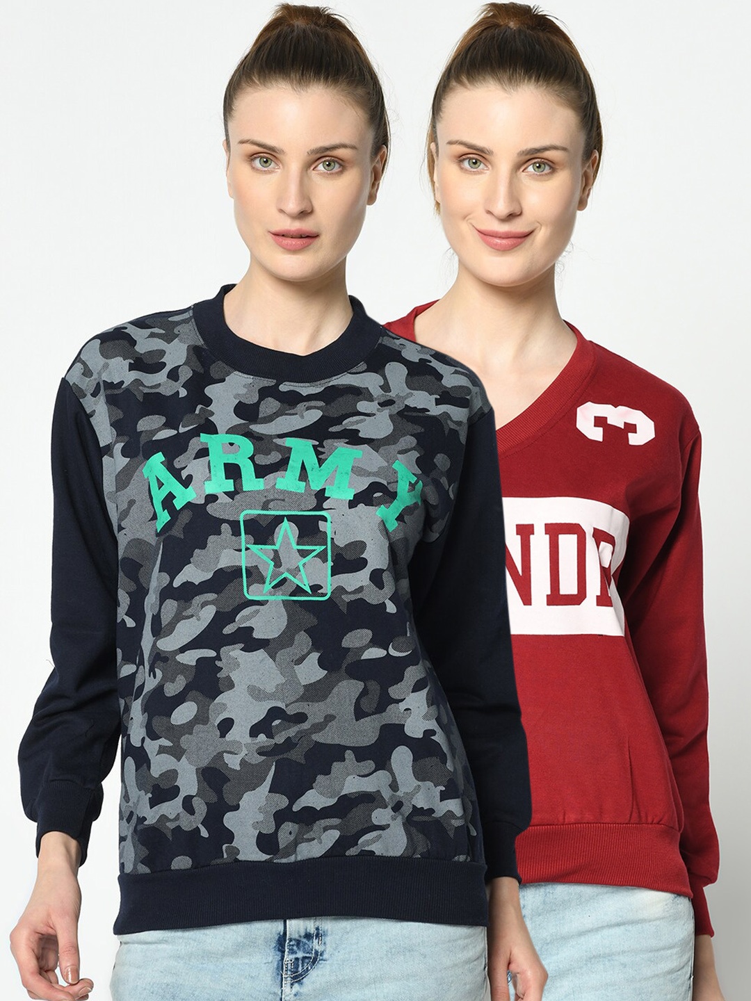 

VIMAL JONNEY Women Pack Of 2 Sweatshirts, Maroon