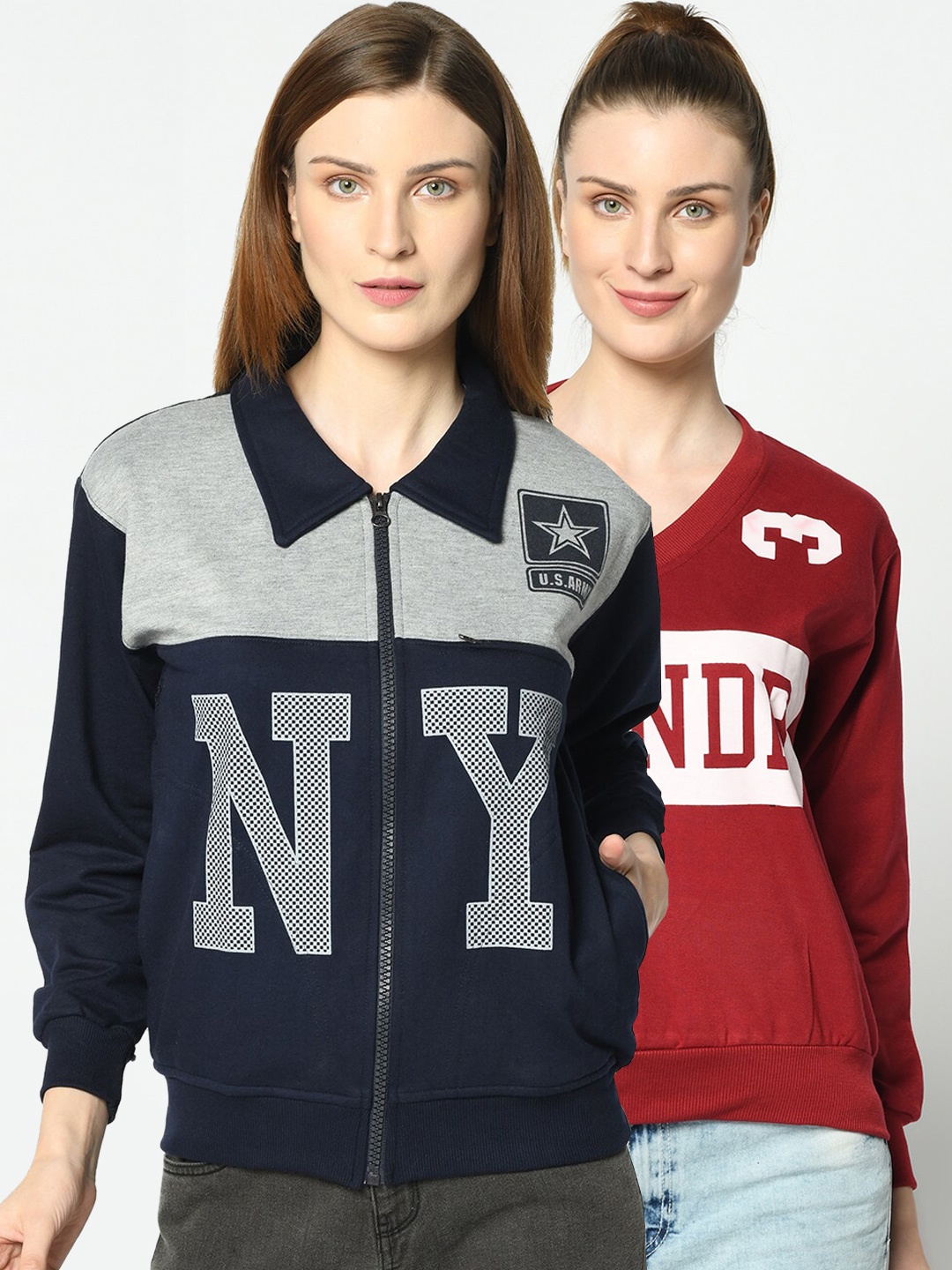 

VIMAL JONNEY Women Pack Of 2 Sweatshirts, Maroon