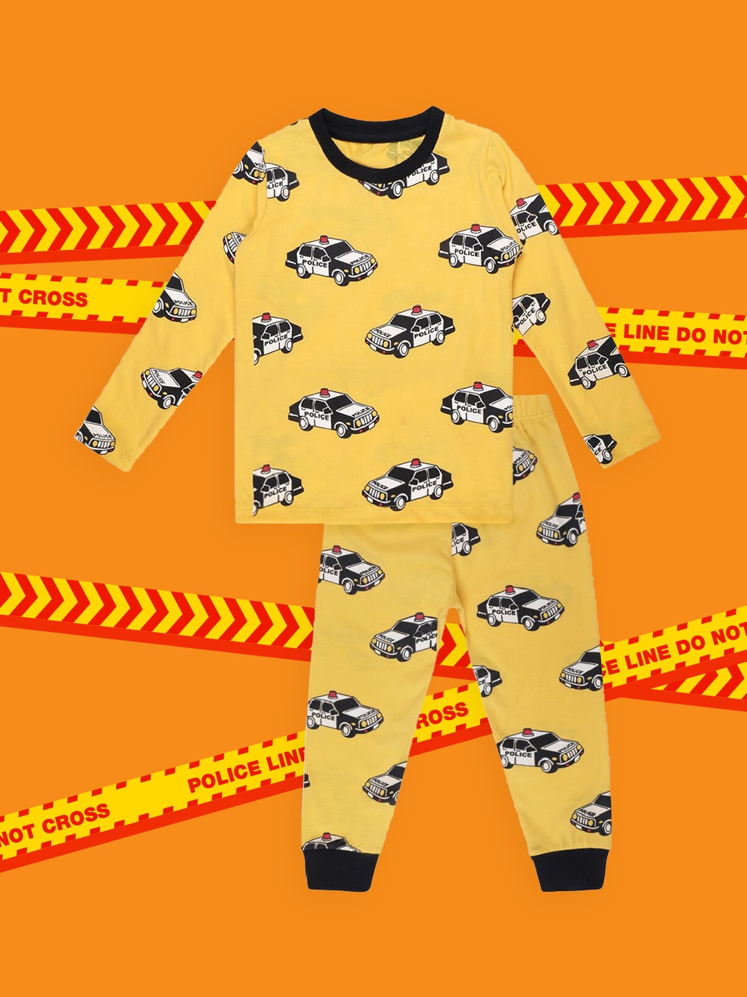 

Lazy Shark Boys Yellow & Black Printed Night Suit