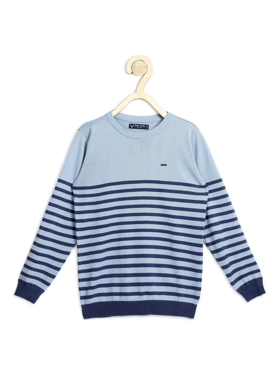 

Allen Solly Junior Boys Blue Striped Cotton Pullover