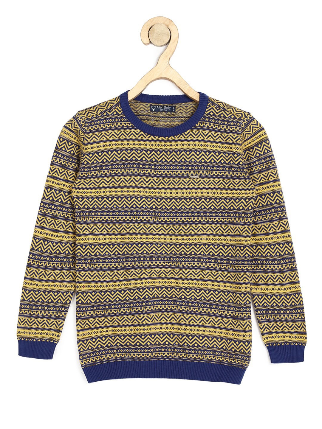 

Allen Solly Junior Boys Yellow & Blue Striped Pullover