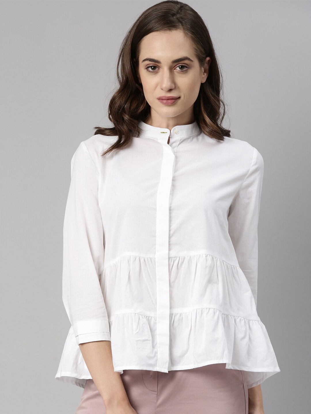 

RAREISM White Mandarin Collar Shirt Style Top