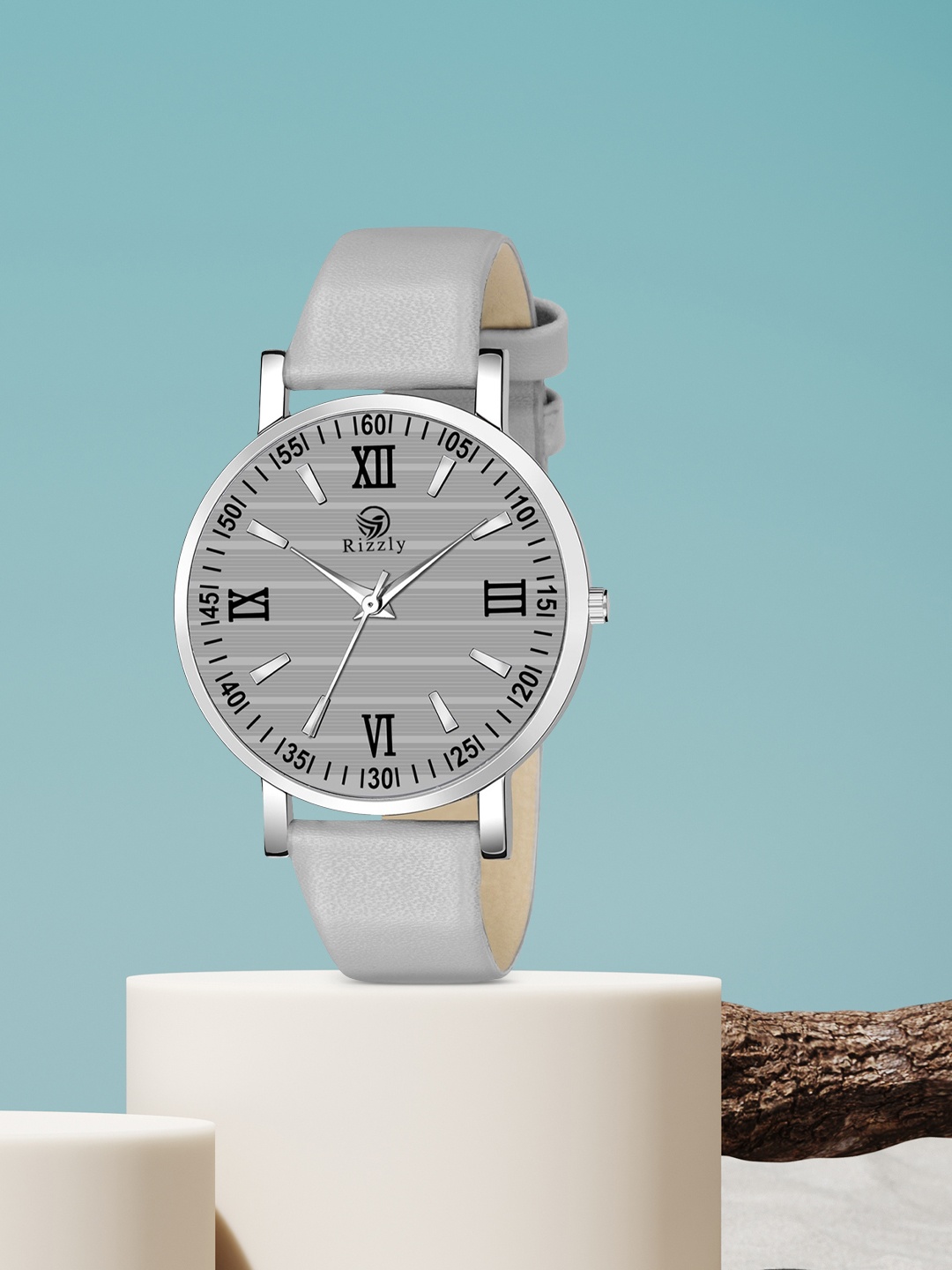 

Rizzly Girls Grey Brass Dial & Grey Leather Straps Analogue Watch