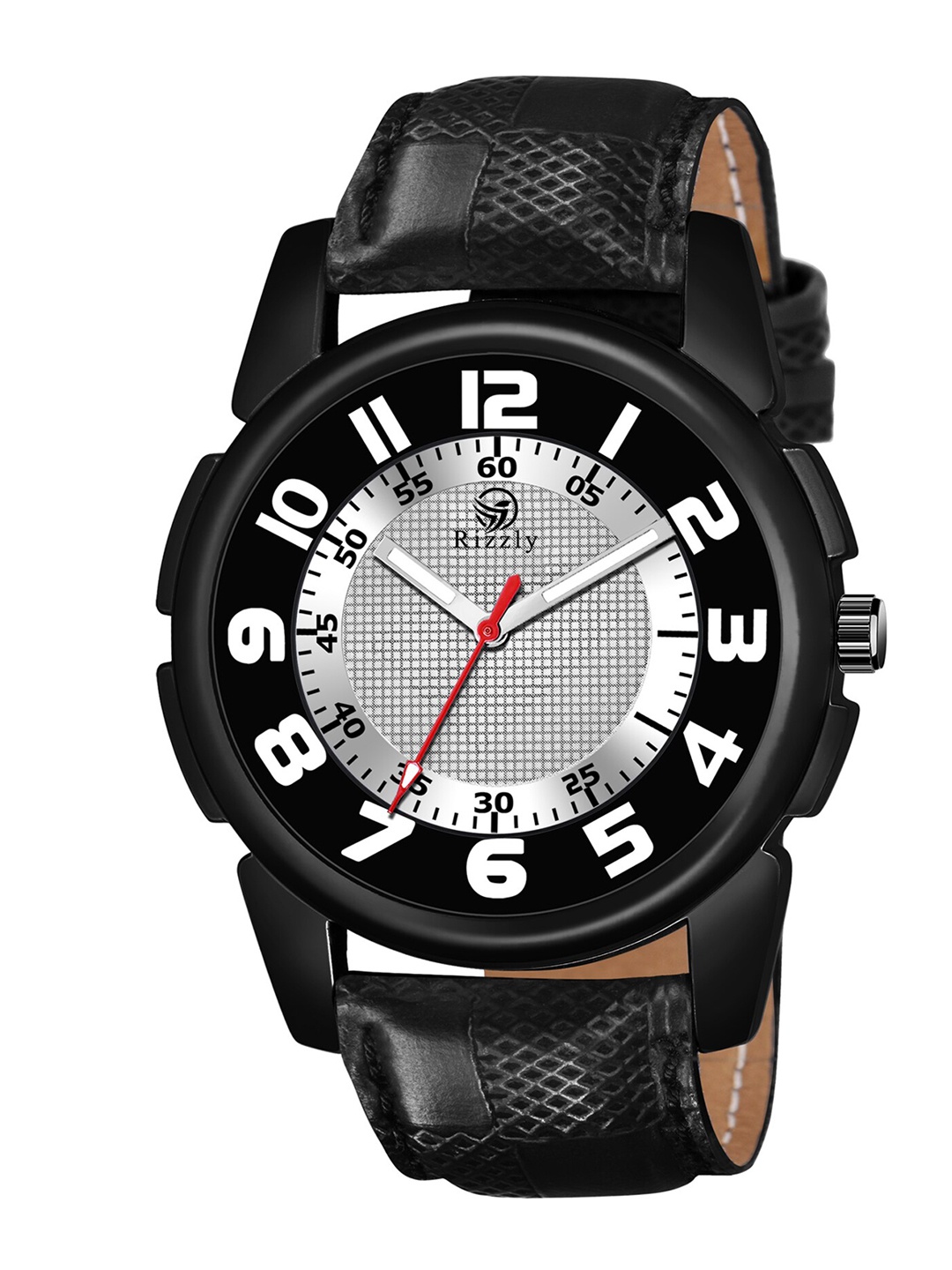 

Rizzly Boys Black Brass Printed Dial & Black Leather Straps Analogue Watch RZ-213-Black