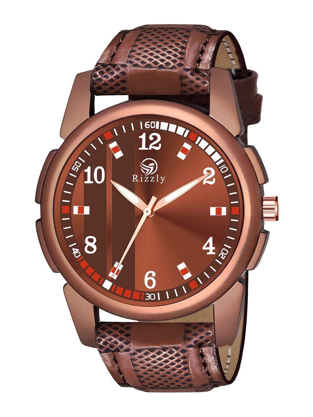 

Rizzly Boys Brown Brass Dial & Brown Leather Straps Analogue Watch RZ-216-Brown