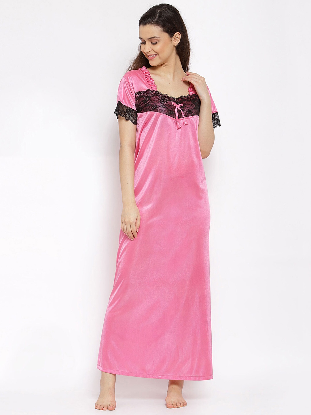 

Fasense Women Pink Satin Nighty