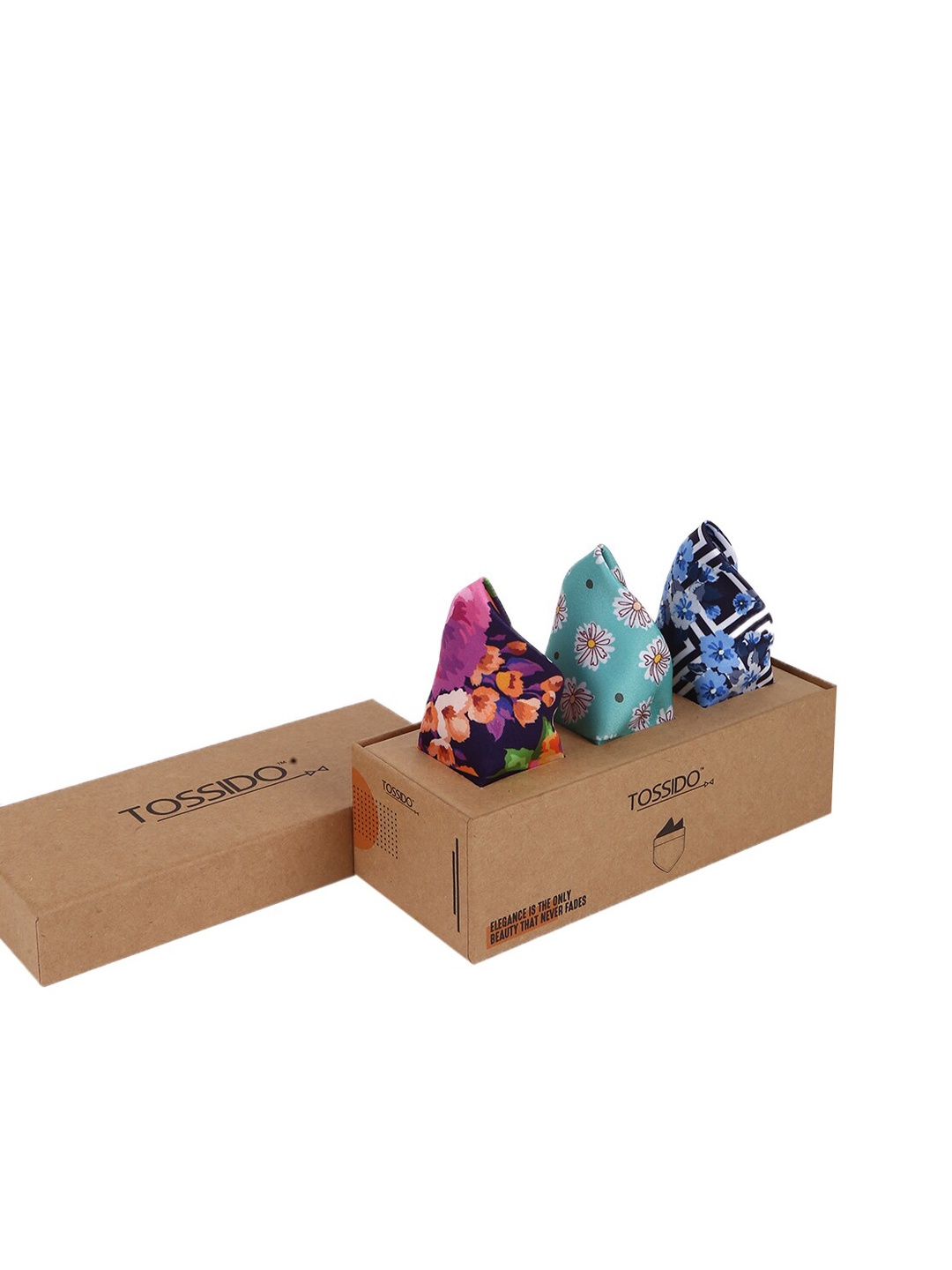 

Tossido Set of 3 Men Printed Pocket Squares, Multi