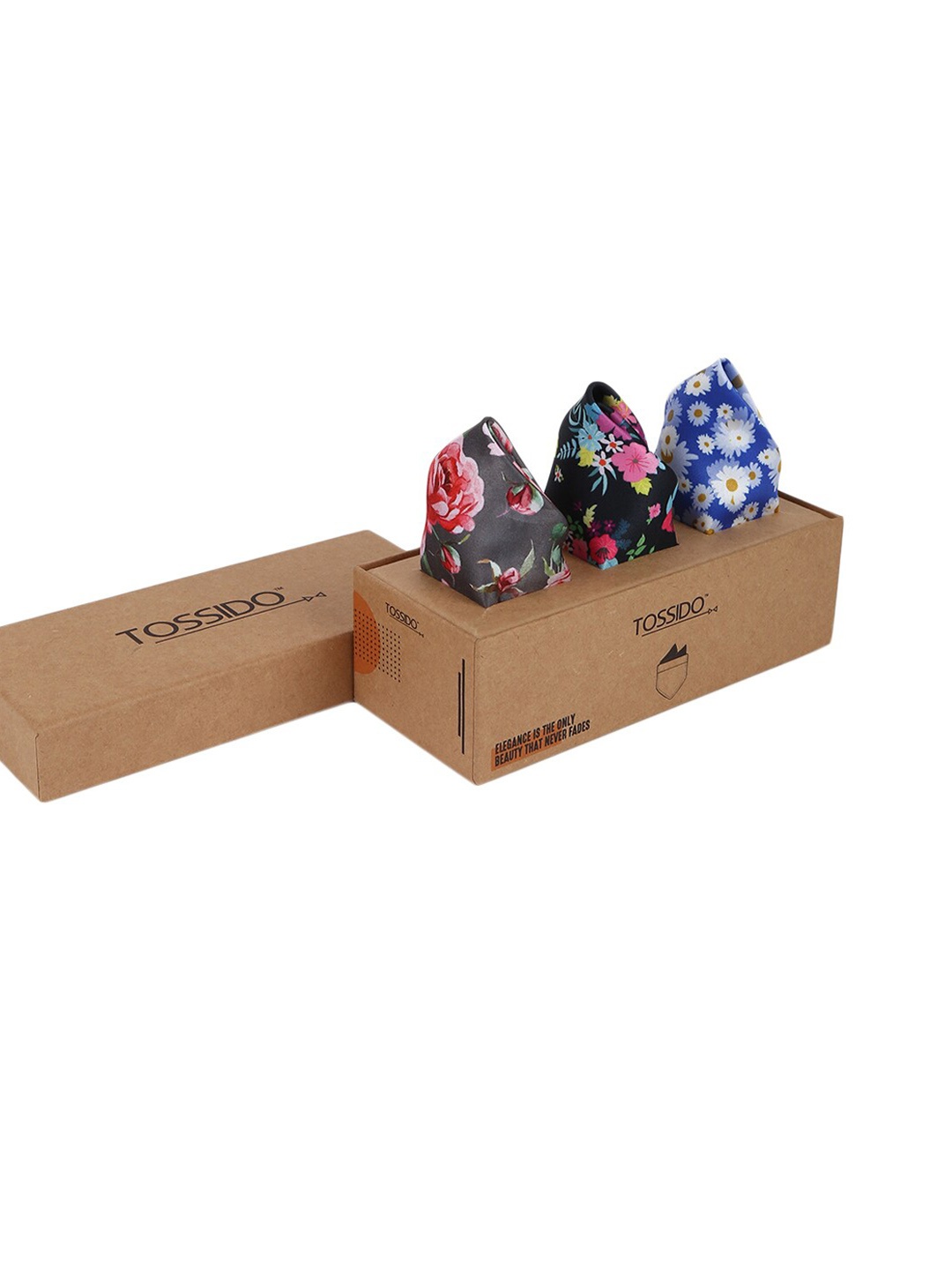 

Tossido Set of 3 Men Printed Pocket Squares, Multi