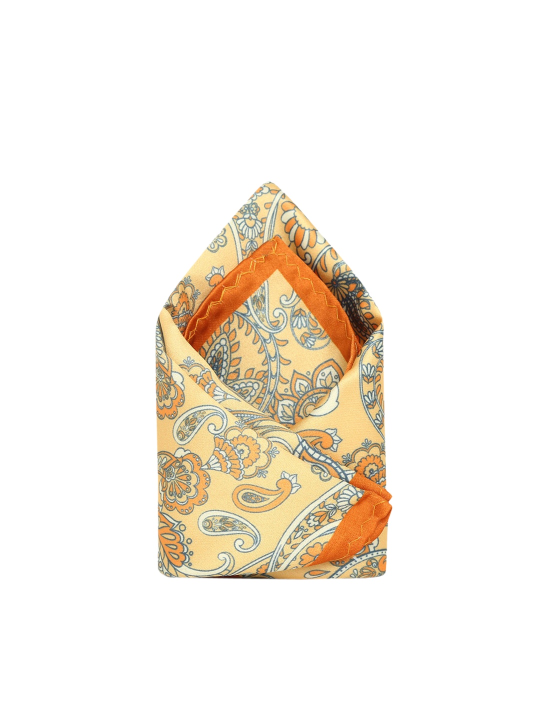 

Tossido Men Yellow & Orange Printed Pocket Square