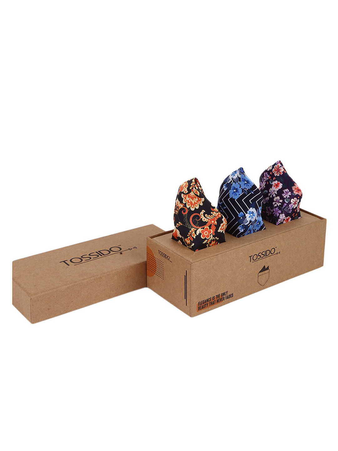 

Tossido Mens Pack of 3 Printed Pocket square, Multi