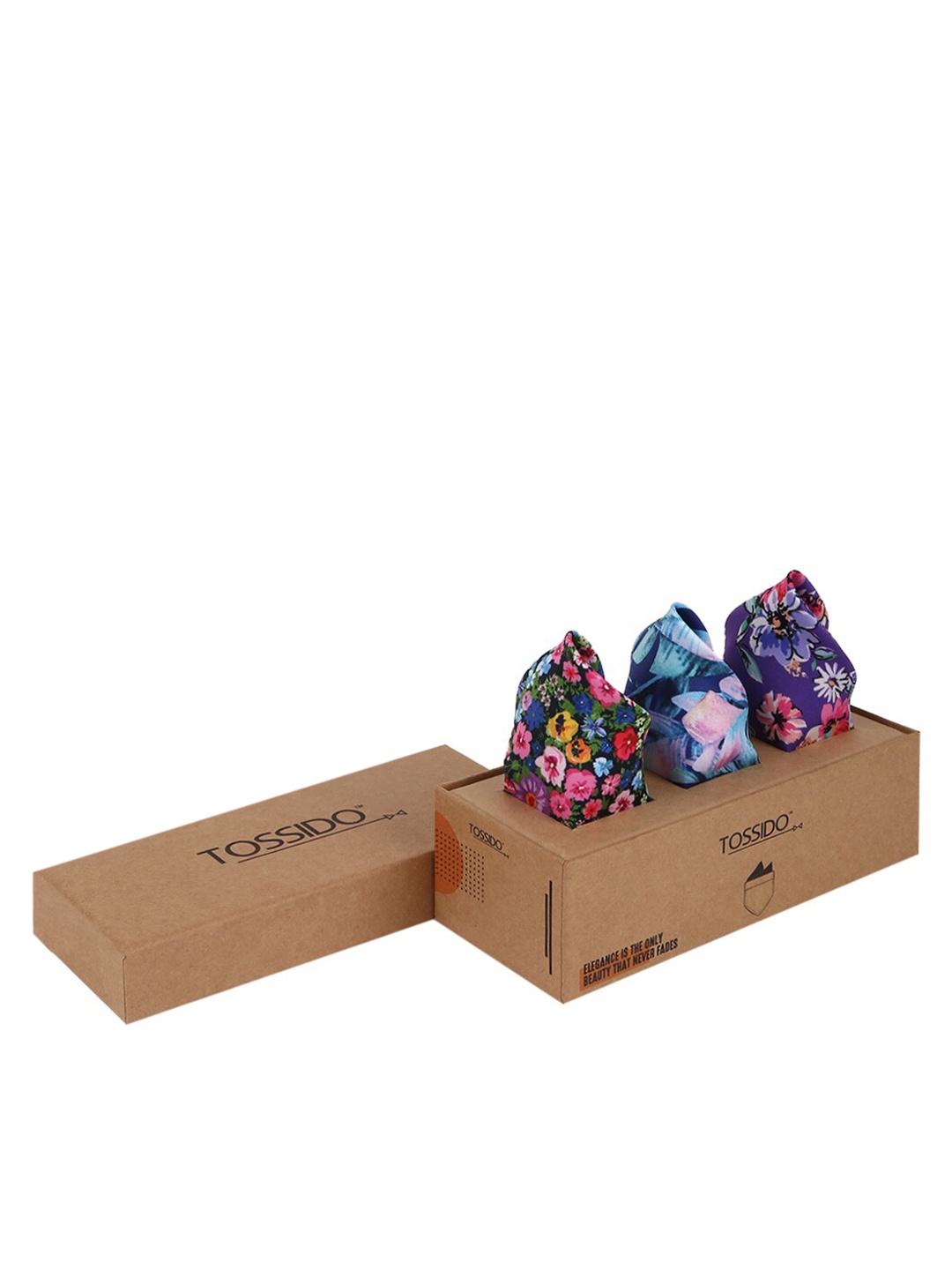 

Tossido Mens Pack of 3 Printed Pocket square, Multi