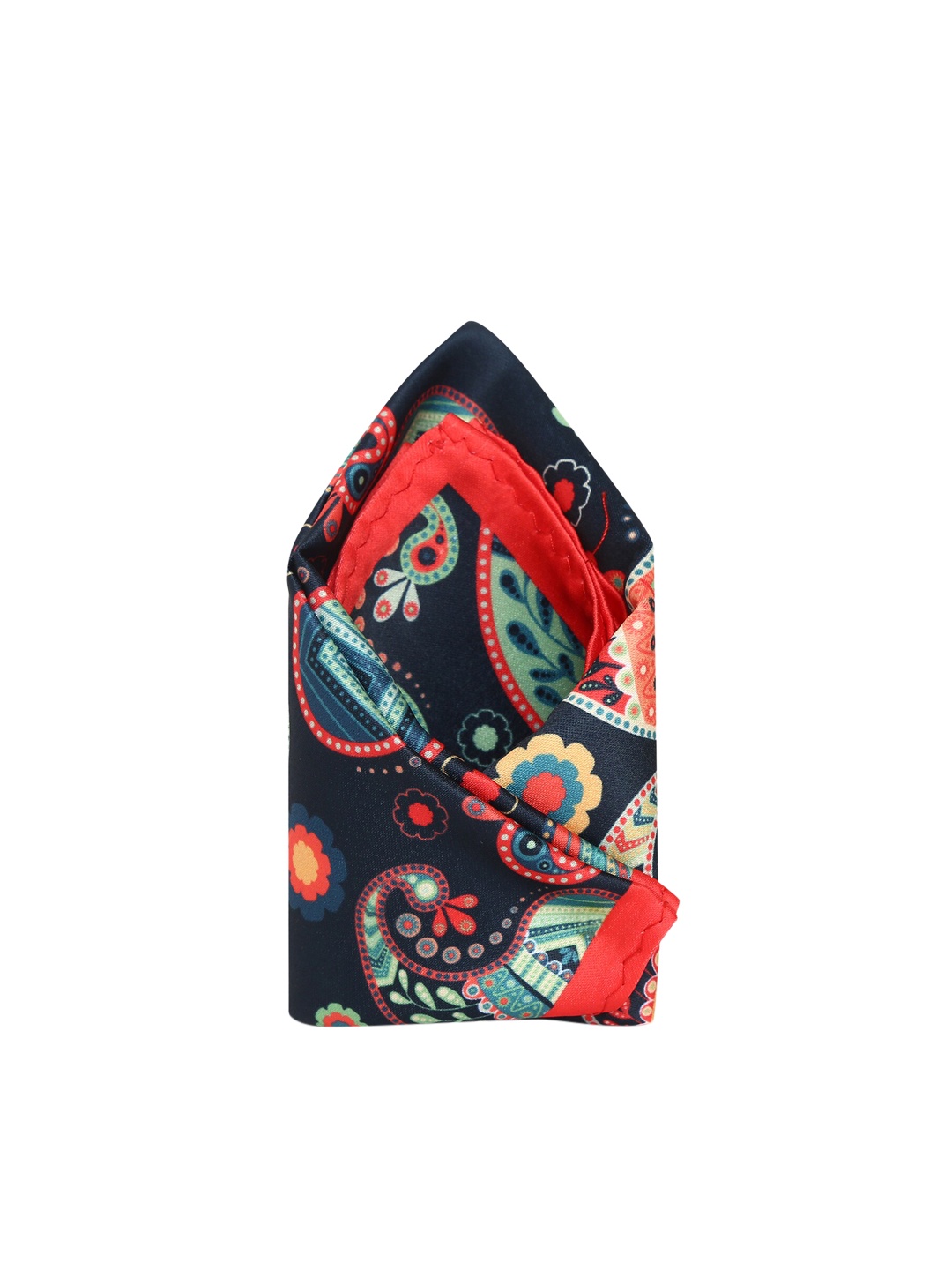 

Tossido Men Navy Blue & Orange Printed Pocket Square