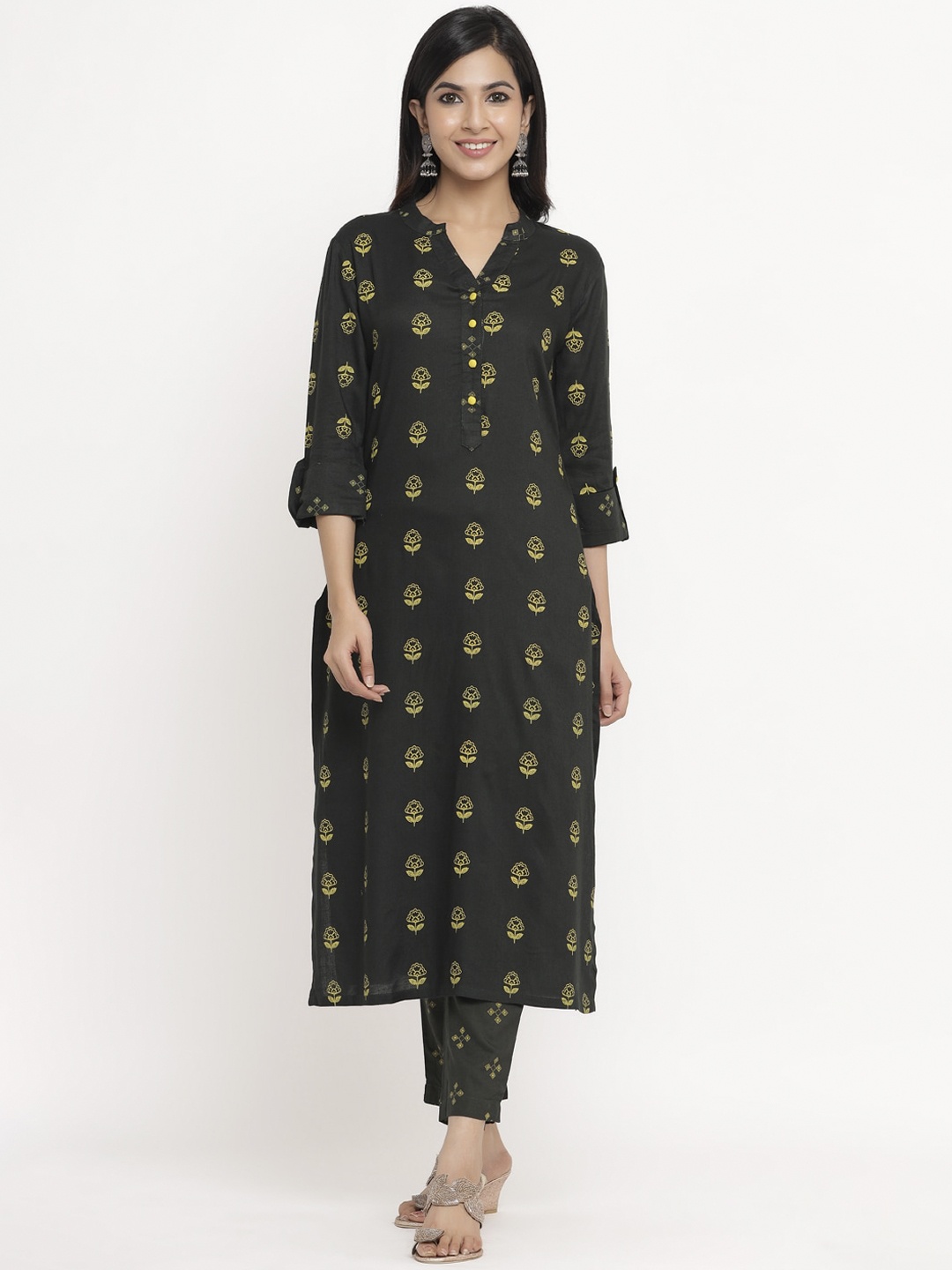 

Aprique FAB Women Green Floral Printed Kurta with Trousers