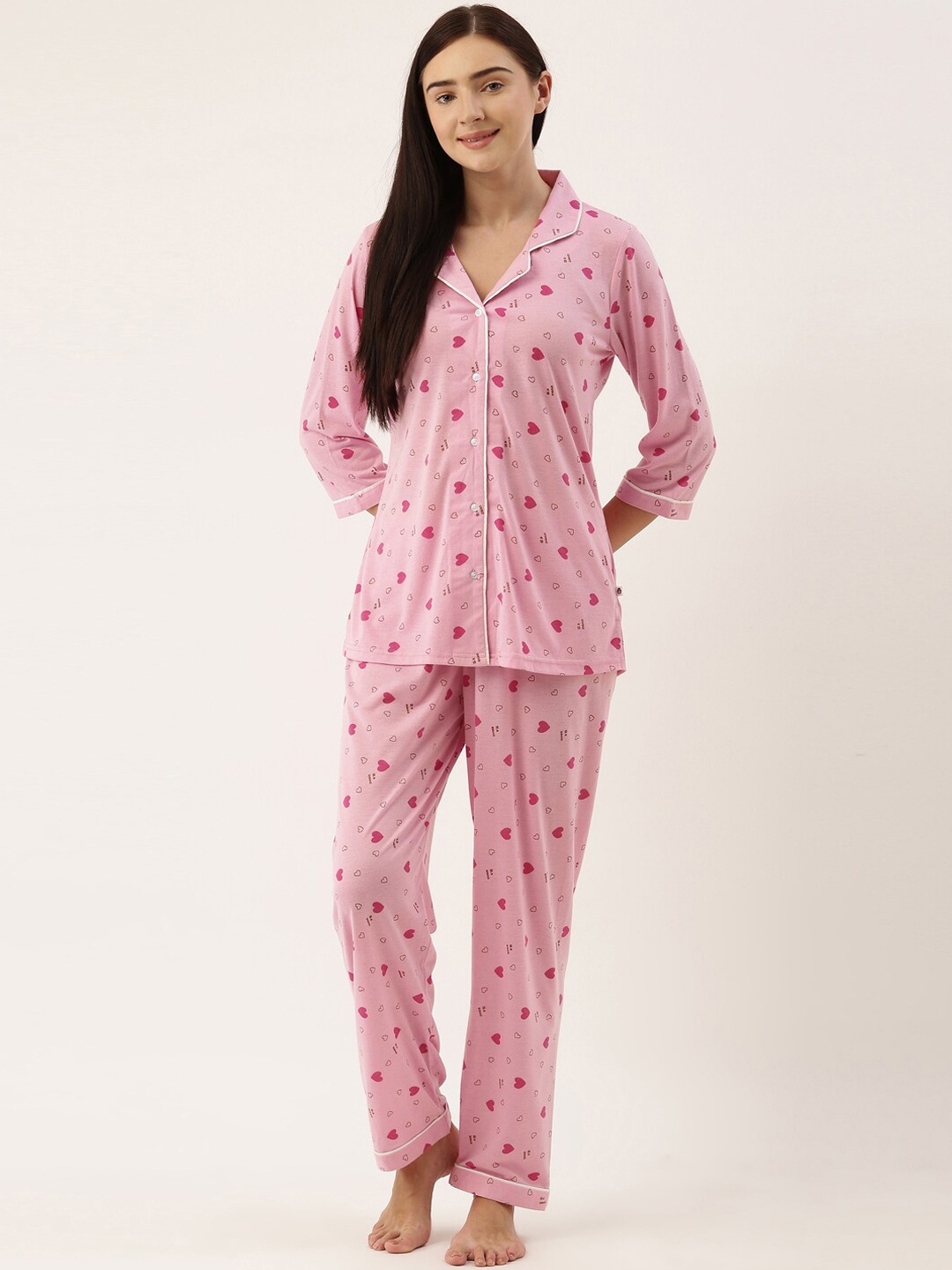 

Bannos Swagger Women Pink Printed Night suit