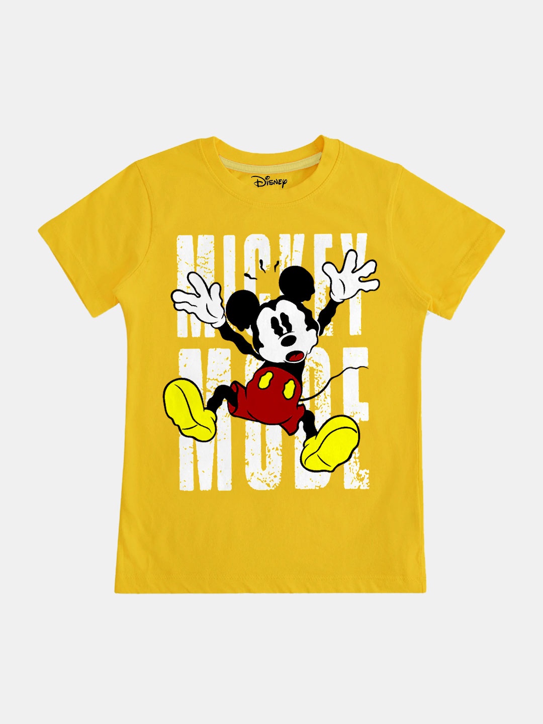 

BonOrganik Boys Yellow Mickey Mouse Printed Pure Cotton T-shirt