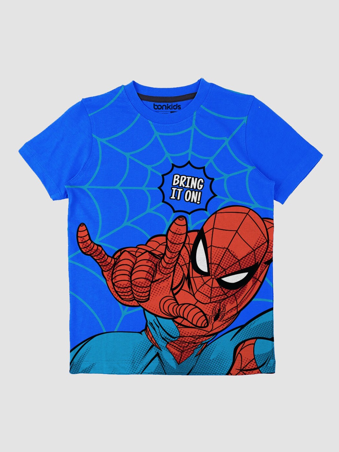 

BonOrganik Boys Blue Spider Man Printed T-shirt