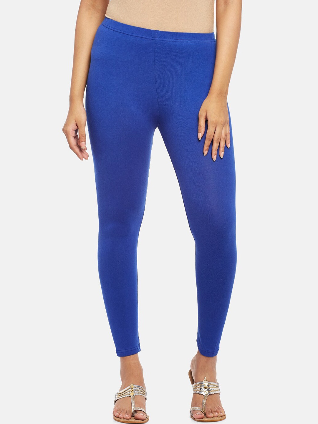 

RANGMANCH BY PANTALOONS Women Blue Solid Ultra Slim-Fit Ankle-Length Leggings