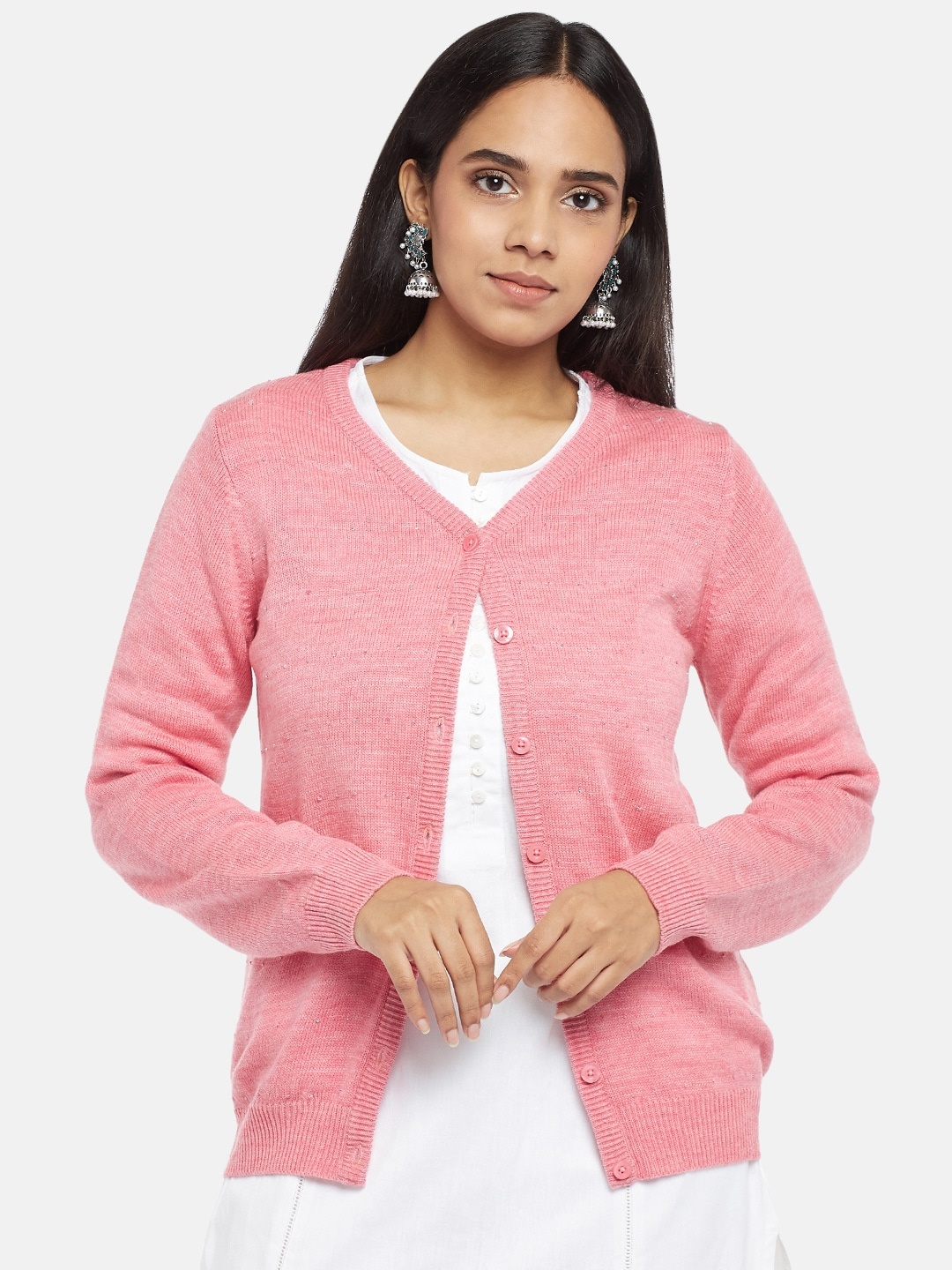 

RANGMANCH BY PANTALOONS Women Pink Cardigan