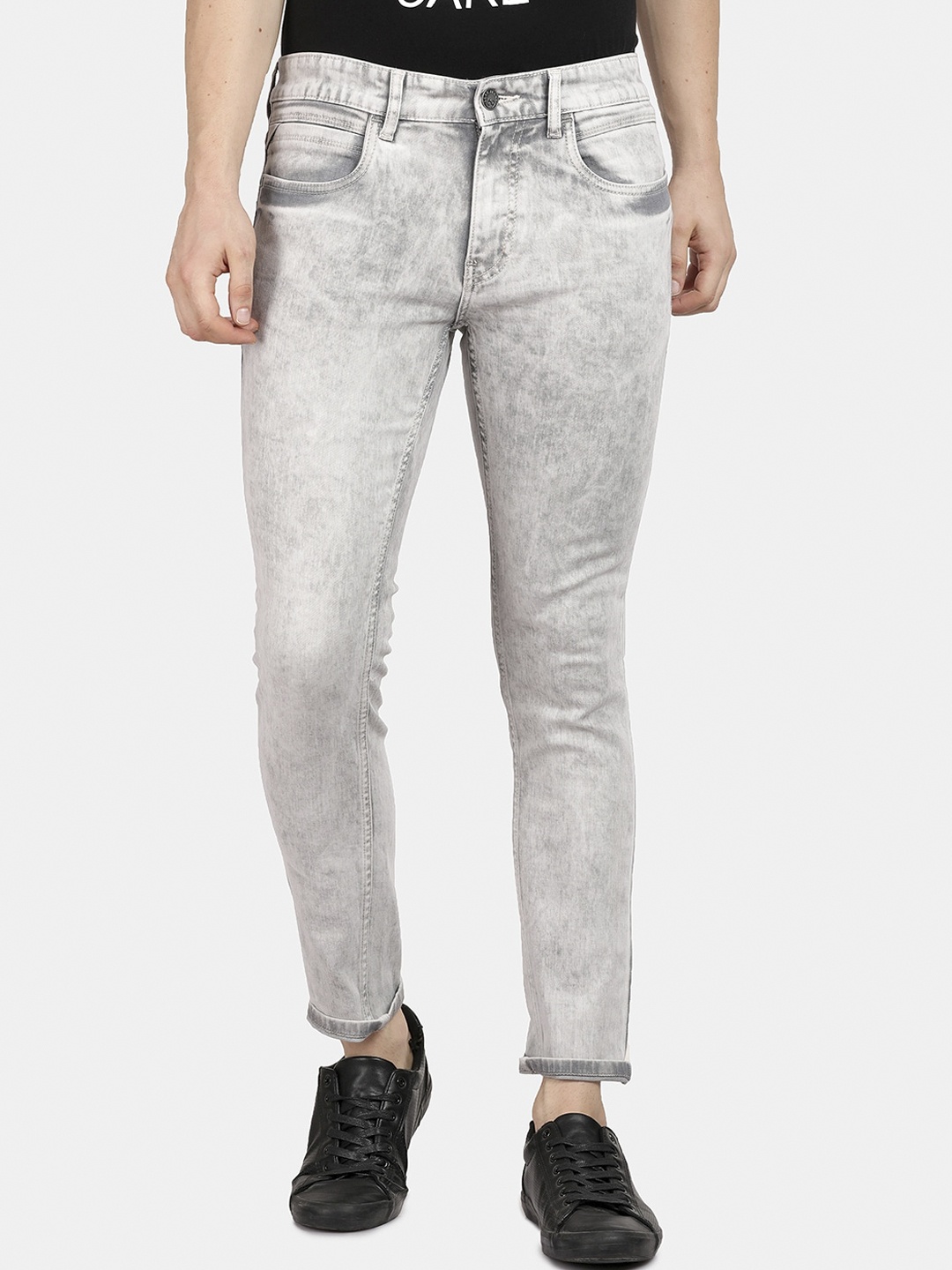 

Llak Jeans Men Grey Mid-Rise Skinny Fit Heavy Fade Jeans