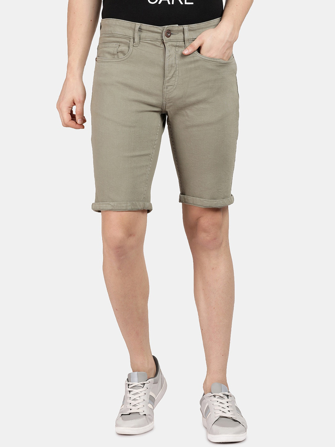 

Llak Jeans Men Olive Green Slim Fit Mid-Rise Regular Shorts