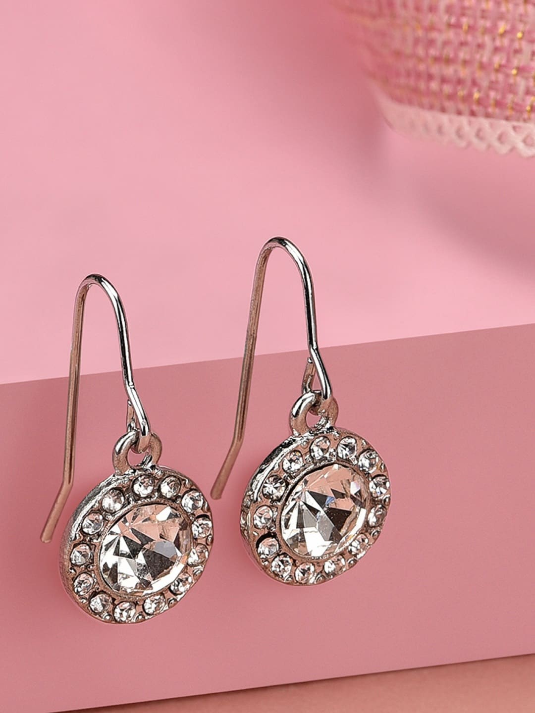 

Accessorize London Women Silver-Toned Crystal Rachel Sparkle Short Drop Earrings