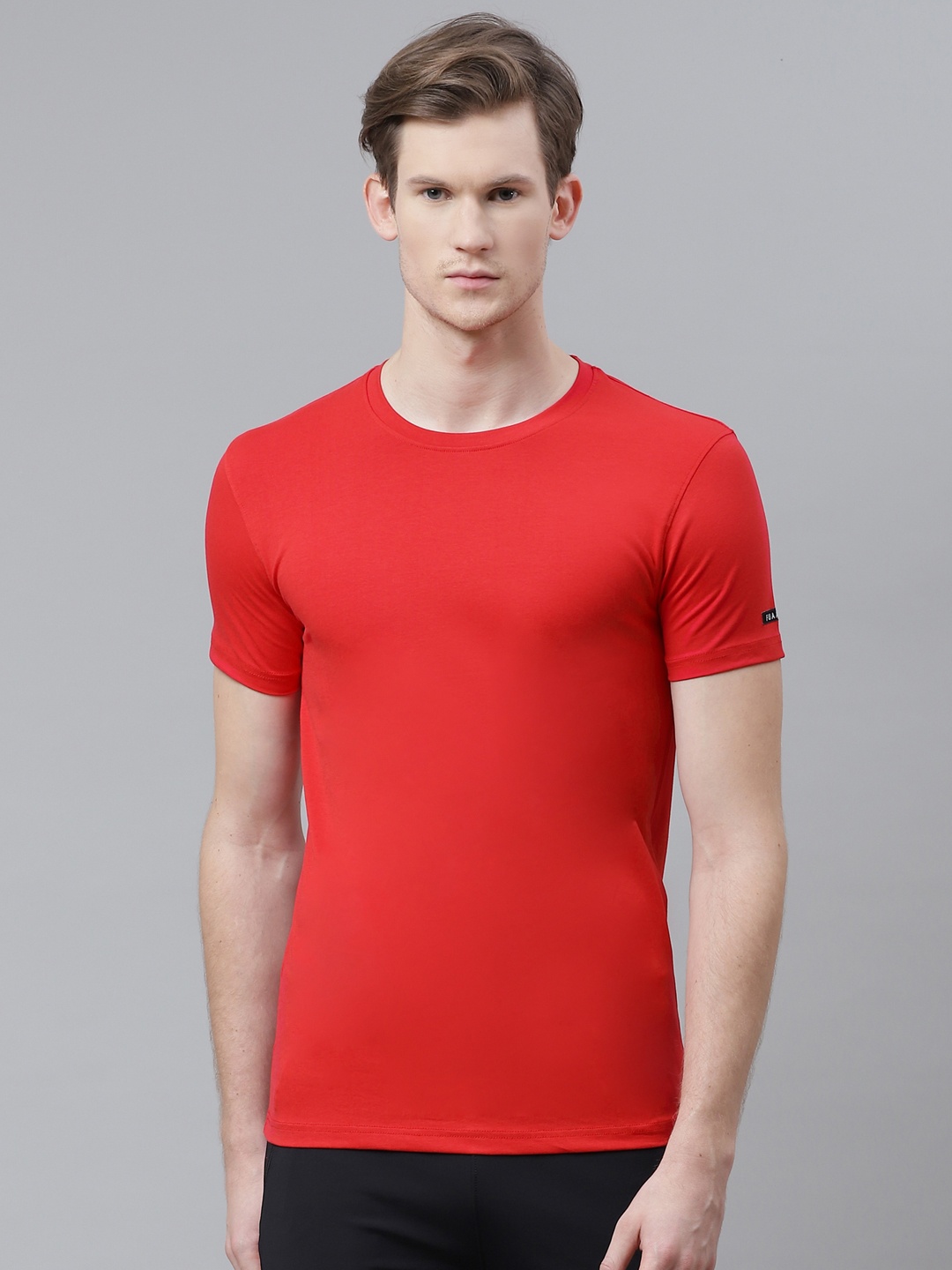 

FUAARK Men Red Slim Fit Training Round Neck T-shirt