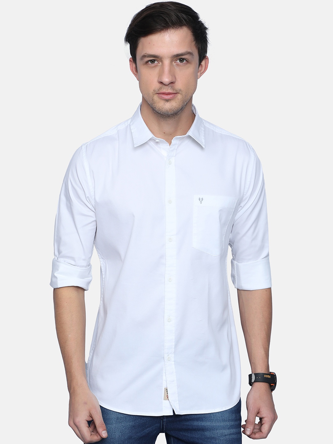 

VUDU Men White Solid Casual Shirt
