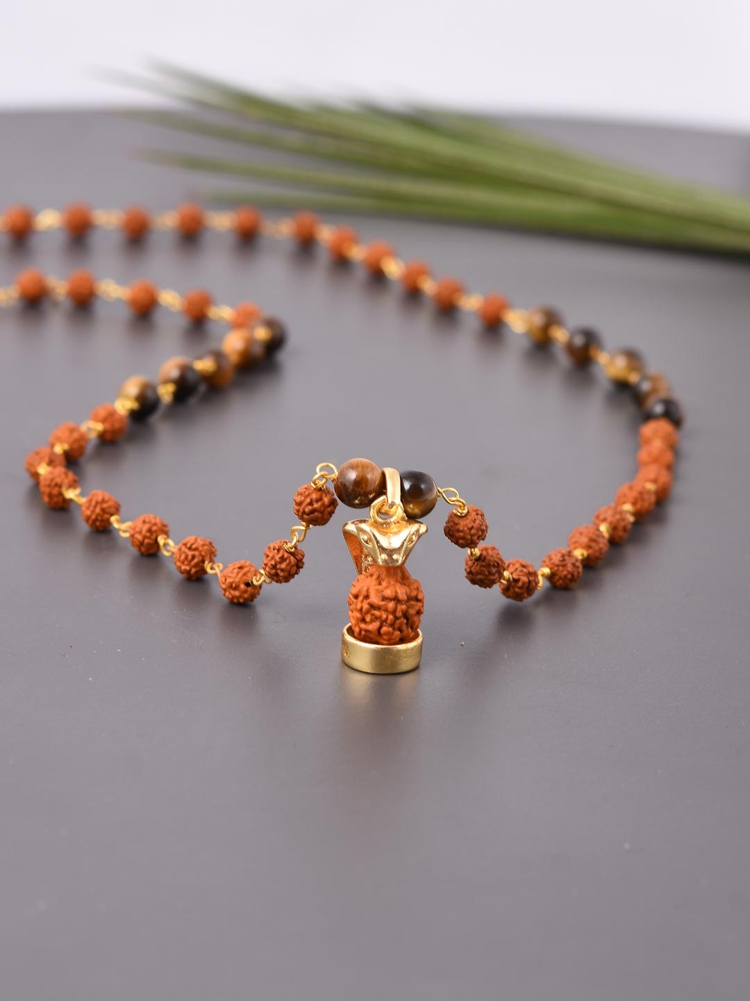 

Tistabene Men Brown Gold-Plated Alloy Rudraksha Beaded Necklace