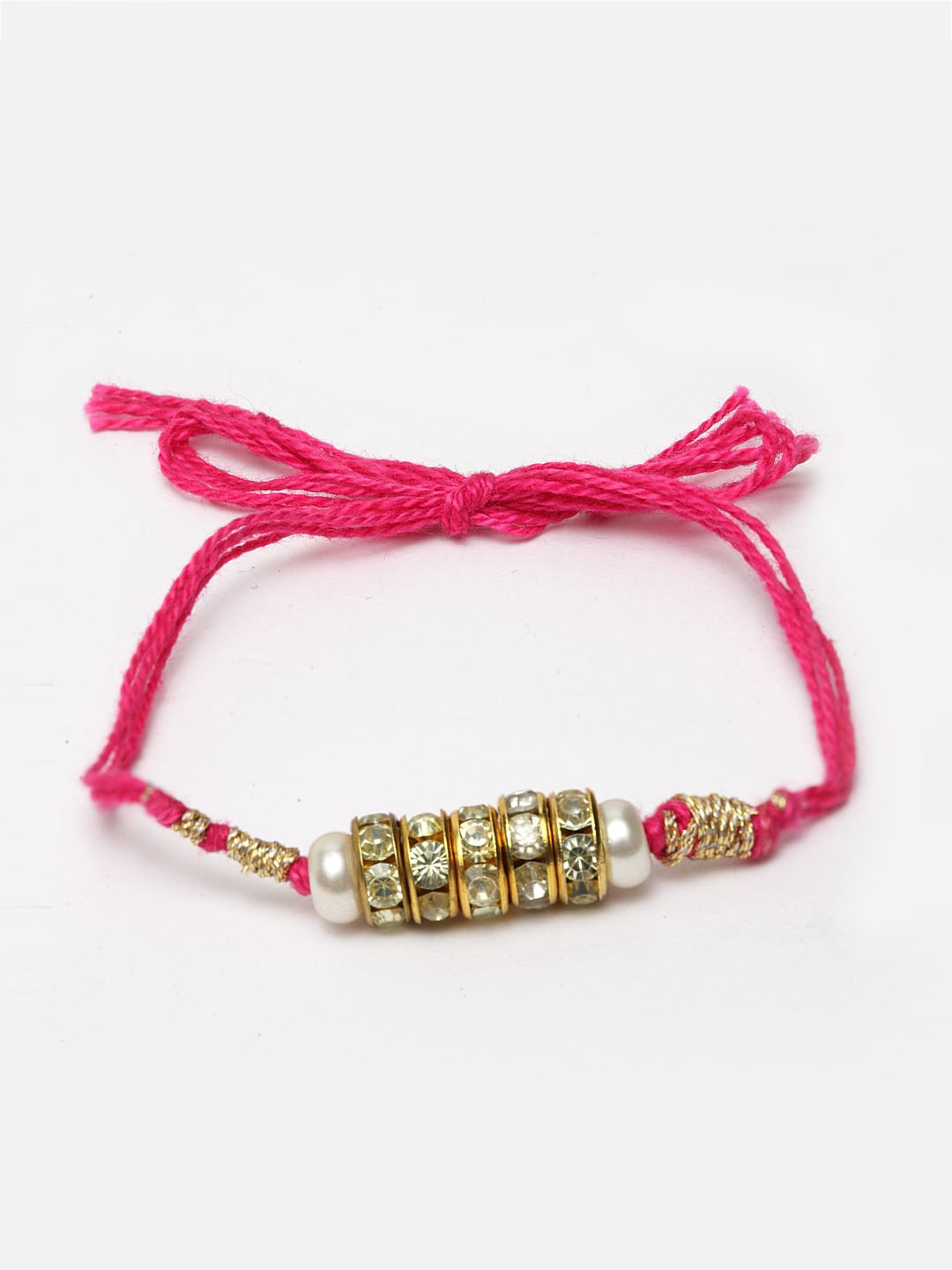 

DUGRISTYLE Mens Pink & Gold Bahiya Rakhi Combo