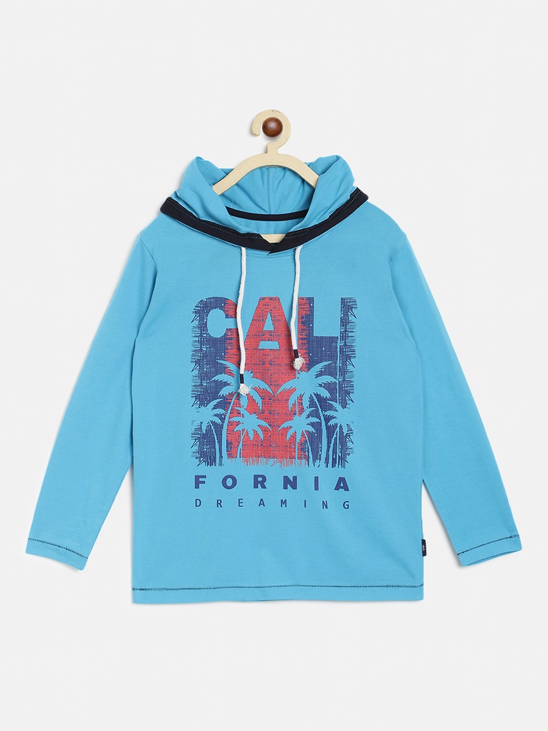 

Lil Tomatoes Boys Blue Printed Hooded Sweatshirt