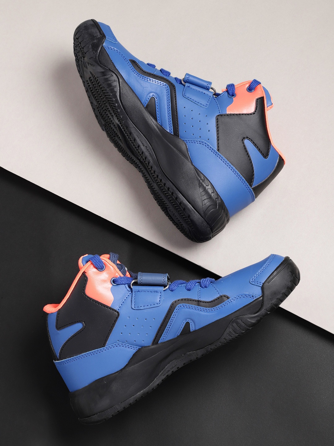 

HRX by Hrithik Roshan Unisex Blue Perforated Mid-Top Basketball Sneakers