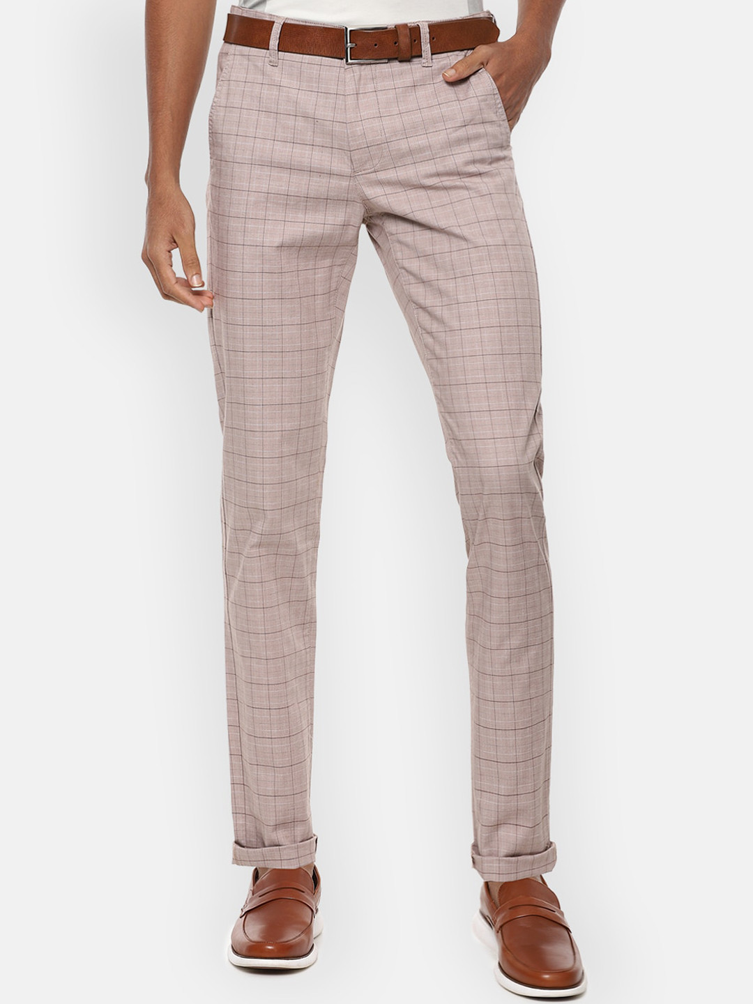 

Van Heusen Sport Men Beige Checked Slim Fit Formal Trousers