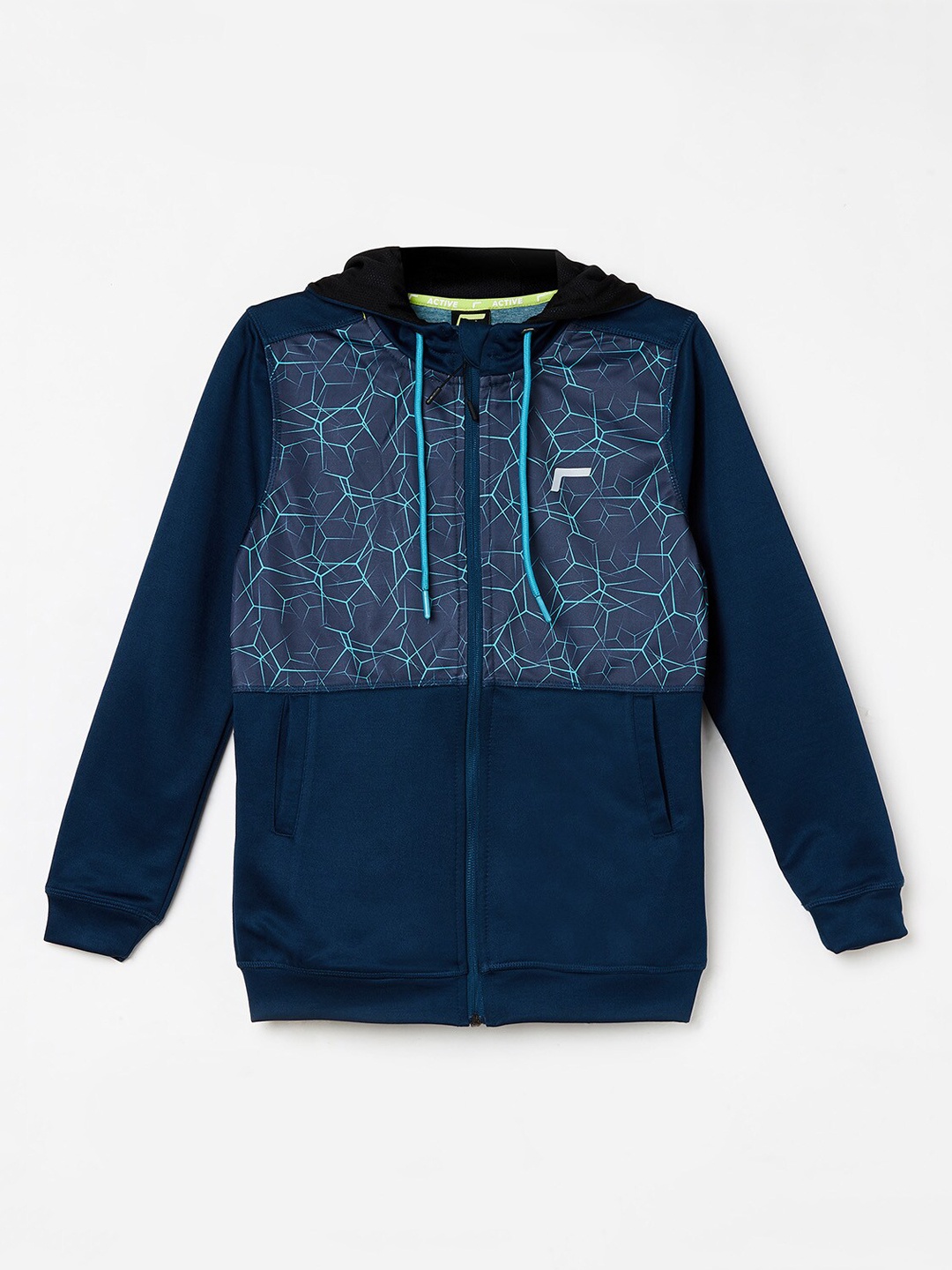 

Fame Forever Active Boys Blue Printed Hooded Sweatshirt