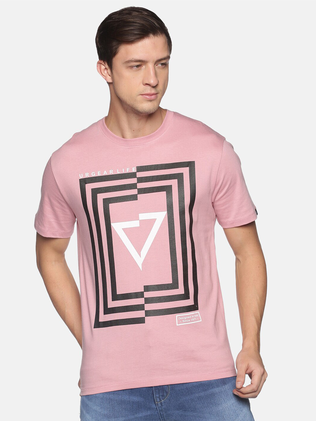 

UrGear Men Pink Printed T-shirt