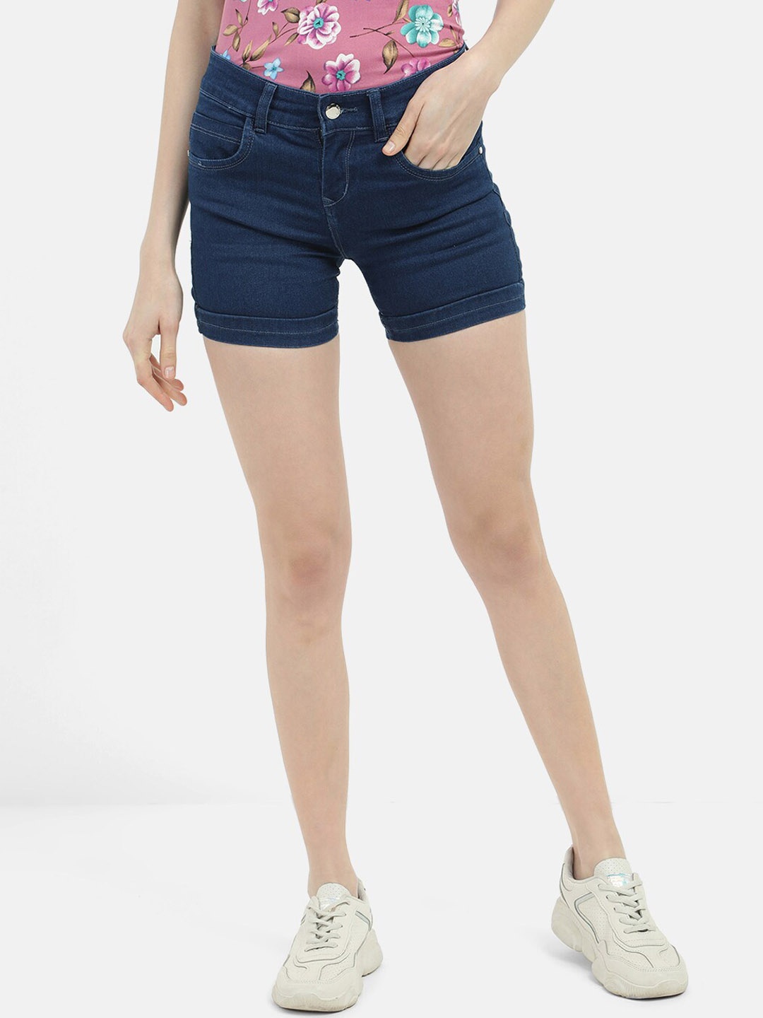 

V2 Value & Variety Women Blue High-Rise Denim Regular Shorts