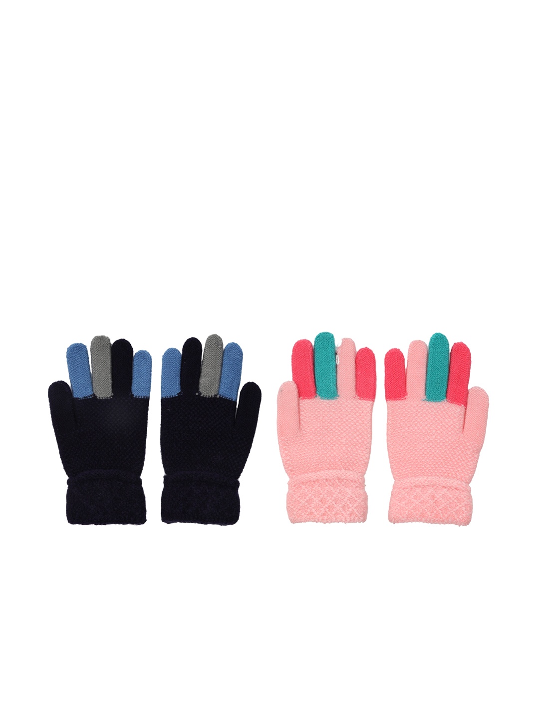 

FabSeasons Pack of 2 Kids Black & Pink Acrylic Gloves