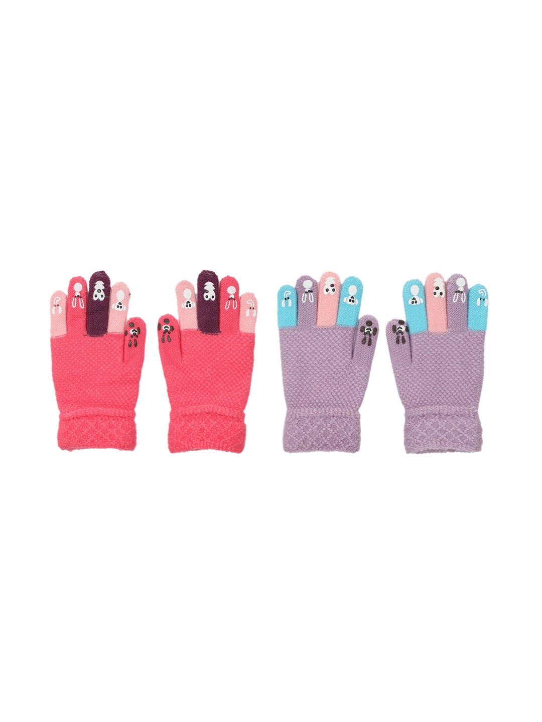 

FabSeasons Unisex Kids Pack of 2 Acrylic Gloves, Multi