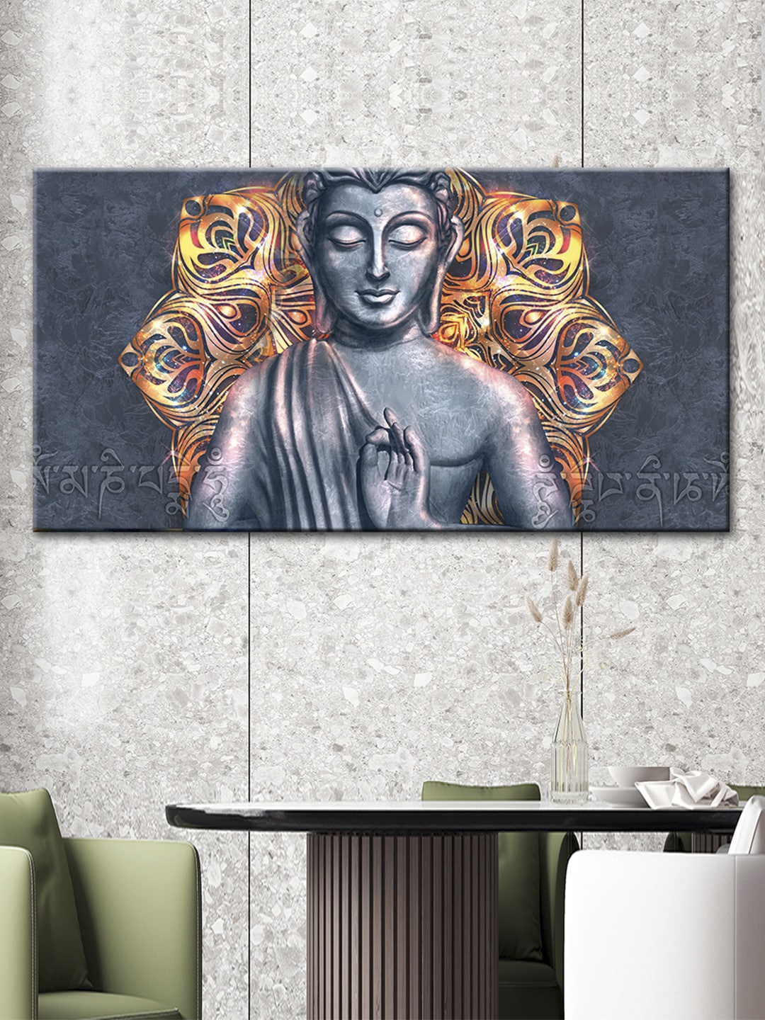 

WALLMANTRA Multicoloured Peaceful Buddha Canvas Wall Painting, Multi