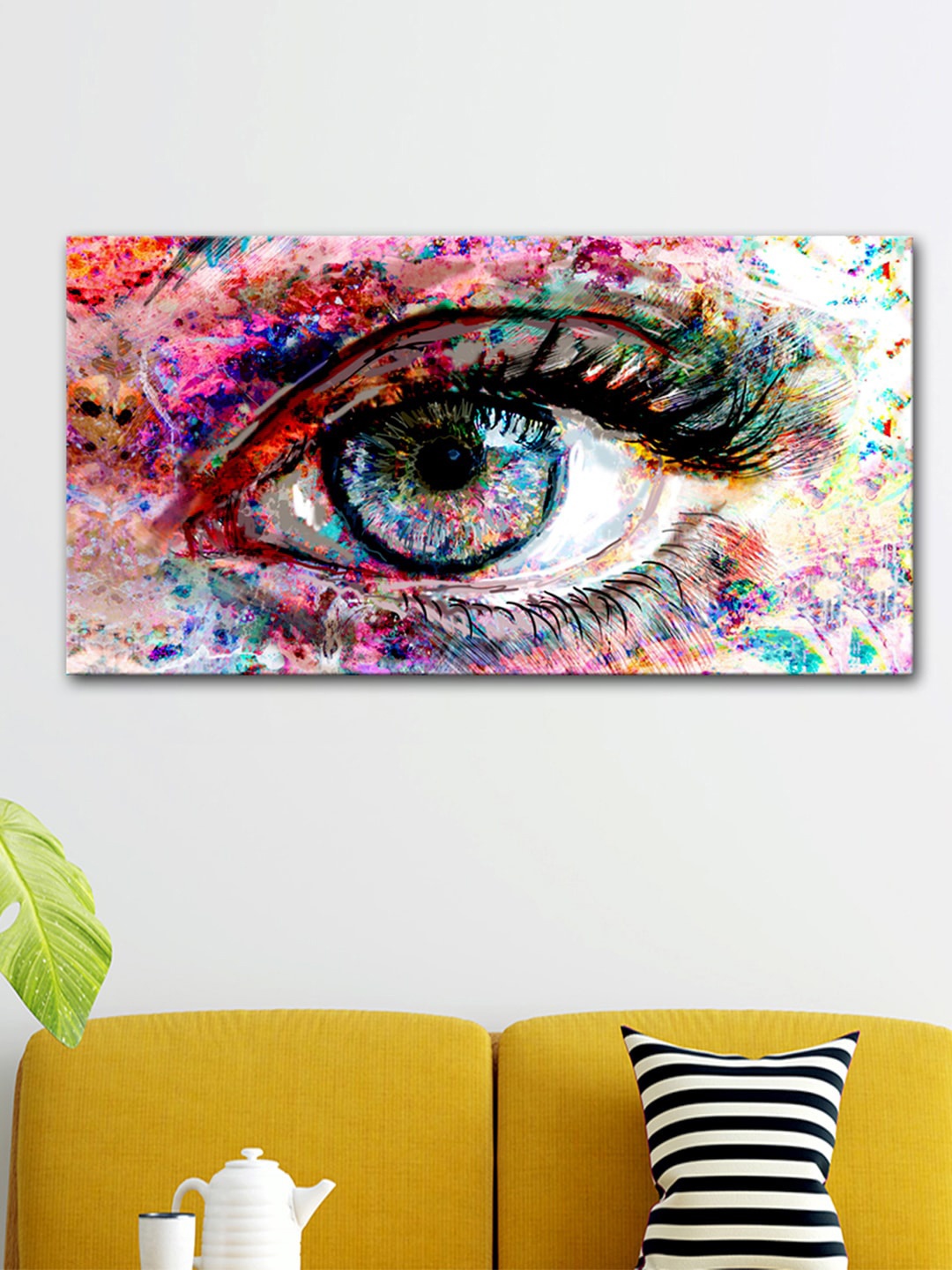 

WALLMANTRA Multicoloured Beautiful Abstract Colorful Eyes Canvas Printed Painting, Multi